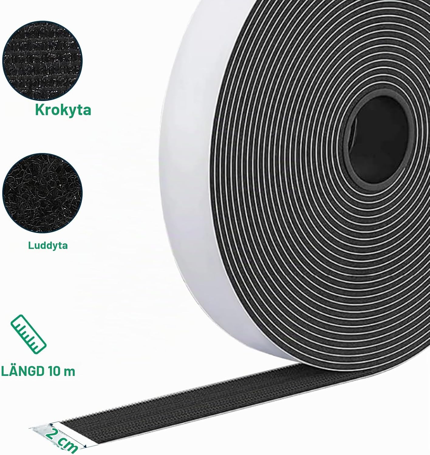Thumbnail 4 de AIMAX MST-0927 självhäftande kardborreband, 20 mm, svart nylon