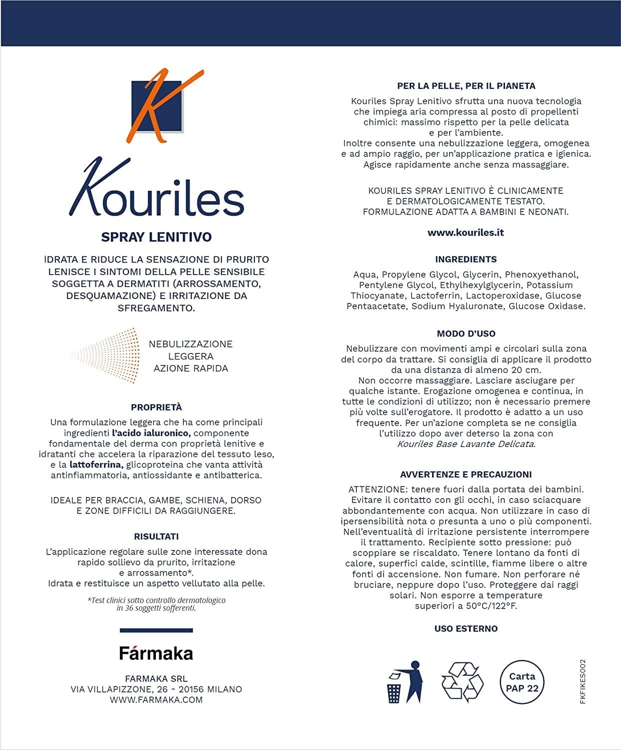 Detalle de Kouriles Spray Lenitivo 75 ml per Prurito