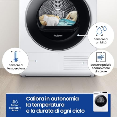 Detalle de Samsung Asciugatrice AI Control DV90DG6845LE/U3, 9 kg – Pompa di Calore, Wi‑Fi, AI Dry+
