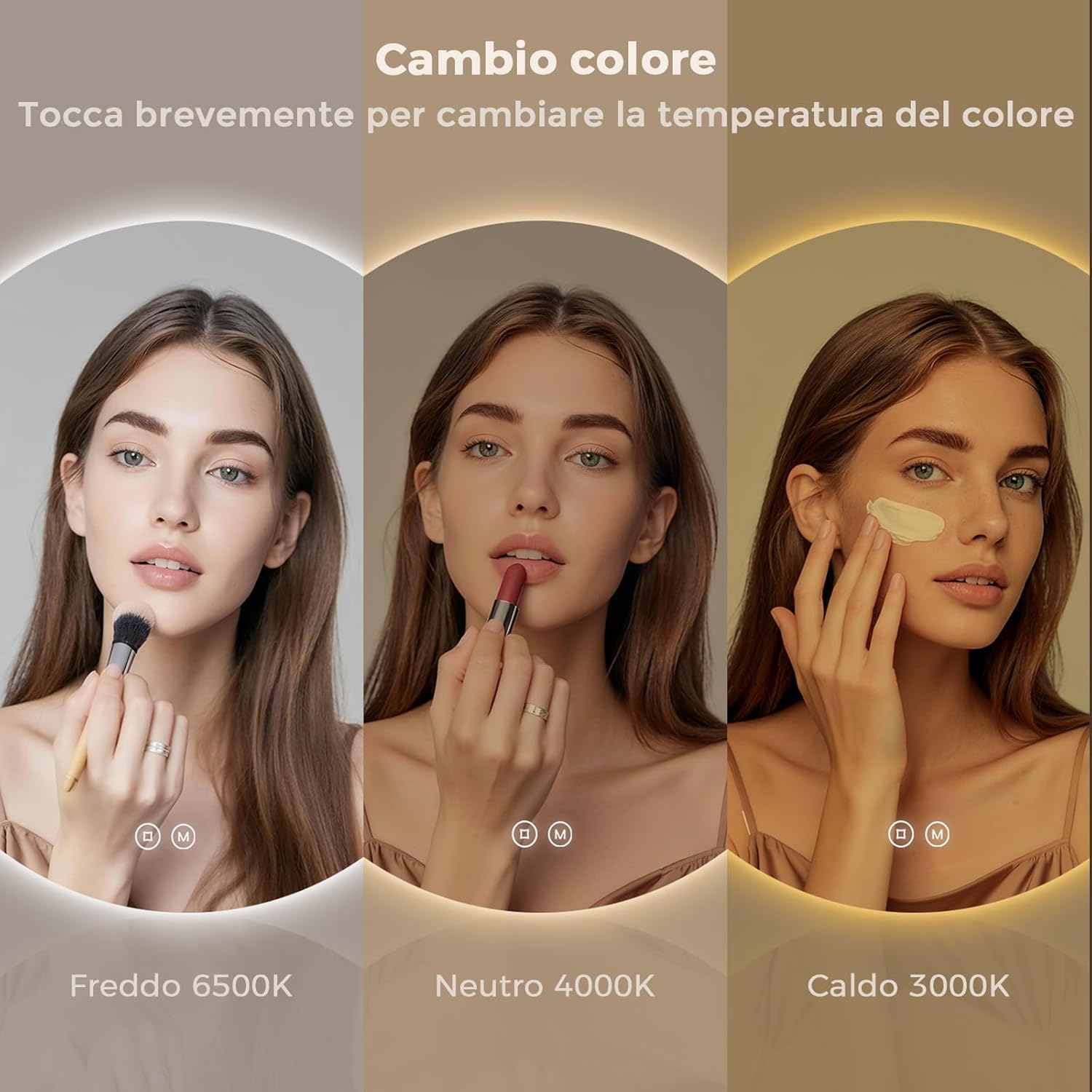 Thumbnail 2 de S’AFIELINA specchio da bagno rotondo LED da 70 cm con illuminazione dimmerabile e touch