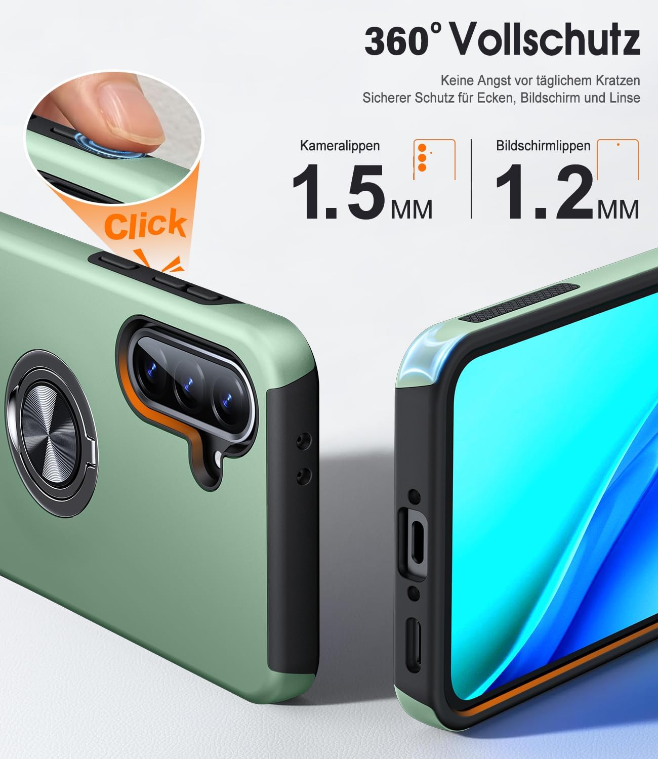 Thumbnail 5 de AOUIA Hülle Galaxy A56 5G – 2er Panzerglass, Militärschutz, 360° Ring