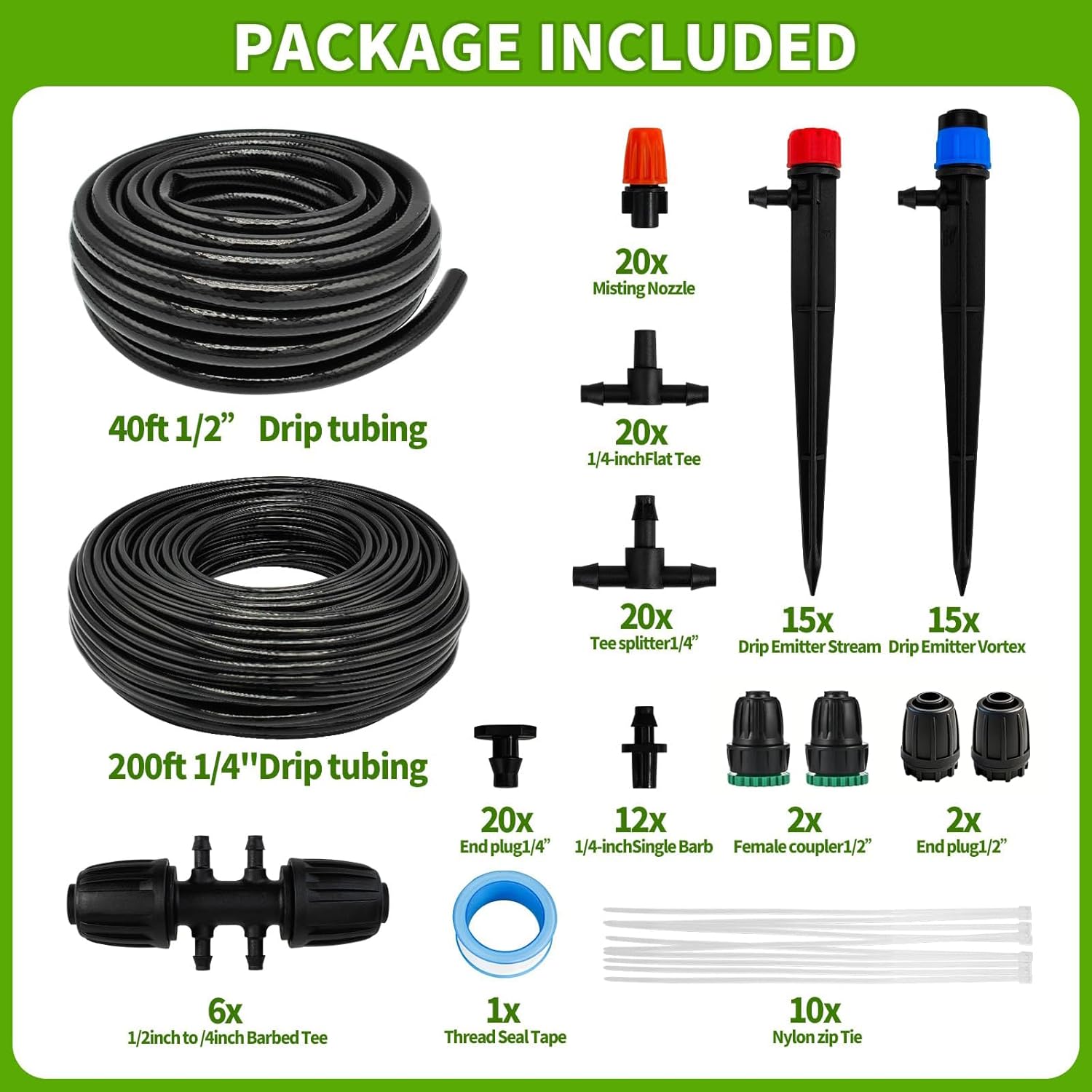 Thumbnail 1 de Irrigation System Kit Garden Watering System 240FT — Complete DIY Drip Kit for Efficient Garden Irrigation