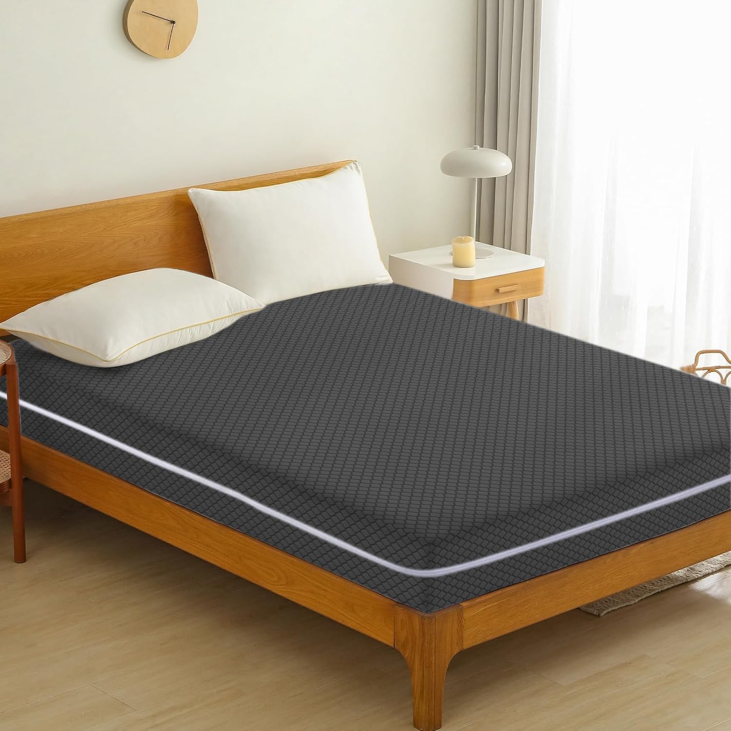 Thumbnail 6 de Mattress Zipped Cover Full Encasement: Anti Bed Bug, 30cm Deep, Hypoallergenic (Dark Grey, Double)