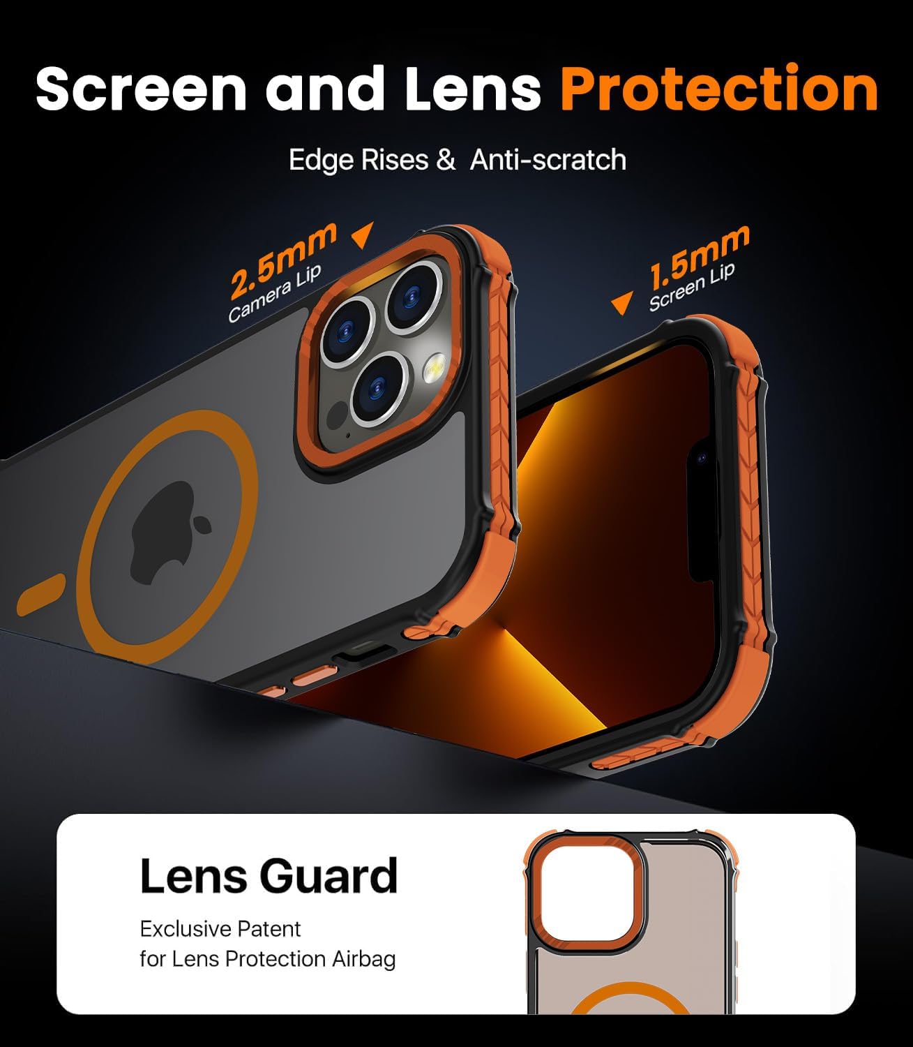Thumbnail 6 de DEERLAMN Strong Magnetic Case for iPhone 15 Pro Max (6.7-inch) with MagSafe Compatibility, Frosted Orange