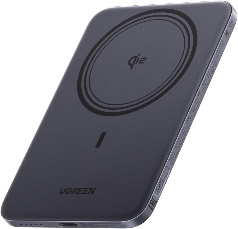 Detalle 2 de UGREEN Nexode Ultra-Slim 5000mAh Magnetic Power Bank with Qi2 (15W) & PD 20W USB-C