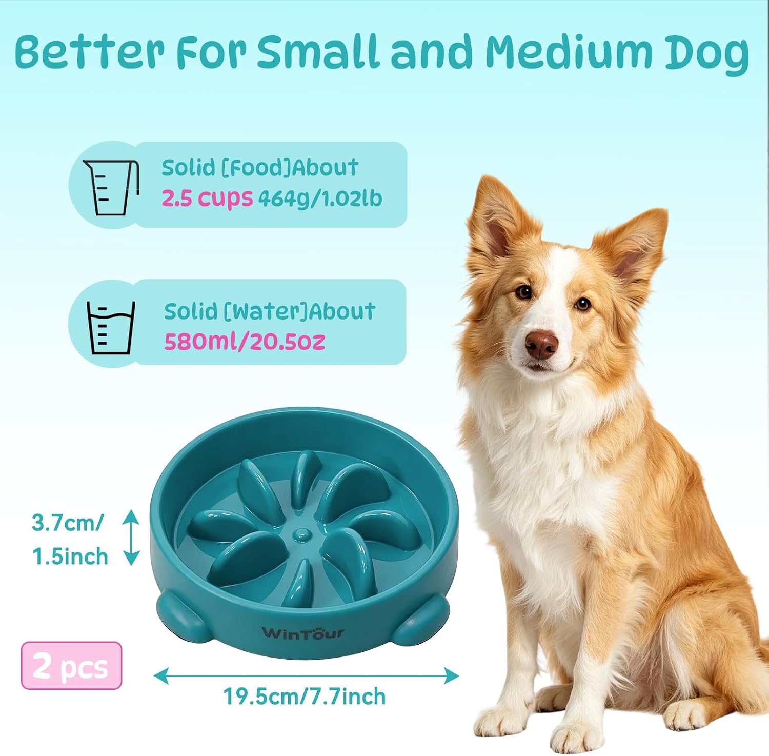 Thumbnail 2 de WinTour Dog Slow Feeder Bowl, 2-Pack Flower-Design PP Puzzle Feeders