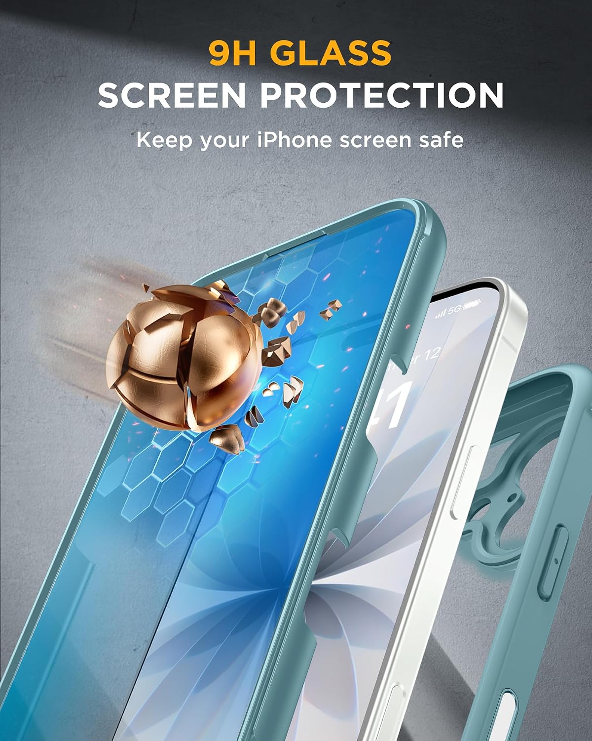 Detalle 2 de Miracase Magnetic Case for iPhone 17 (6.3-inch, Green) with built-in glass screen protector & camera control button