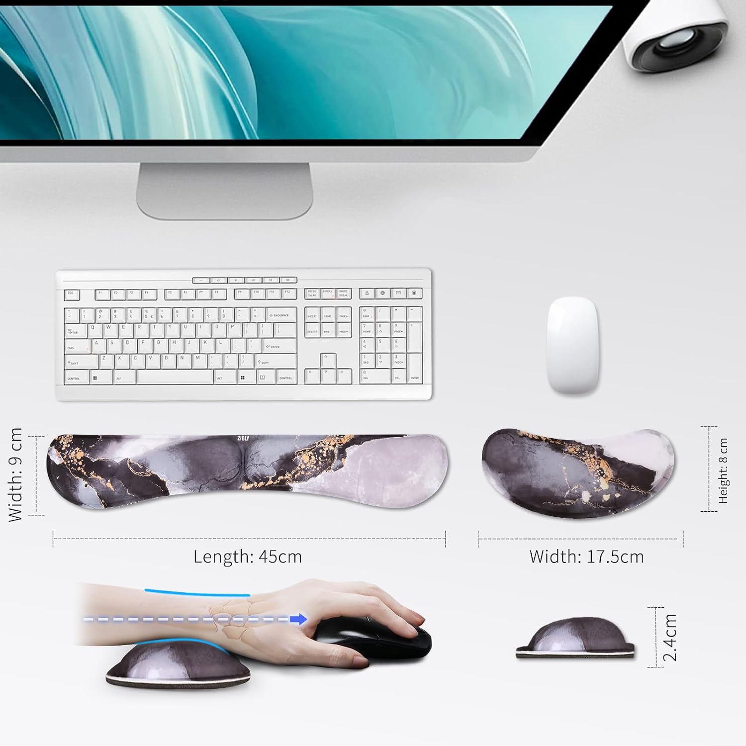 Detalle 2 de ZIBLY Wrist Rest Keyboard and Mouse Set