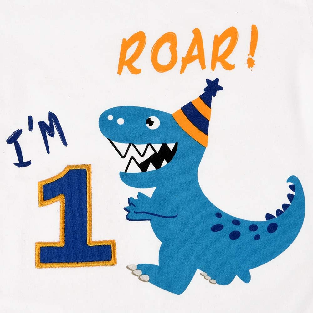 Thumbnail 3 de AMZTM Dinosaur Birthday T-Shirt for Baby Boys – Dino fan party outfit with embroidered “1” patch