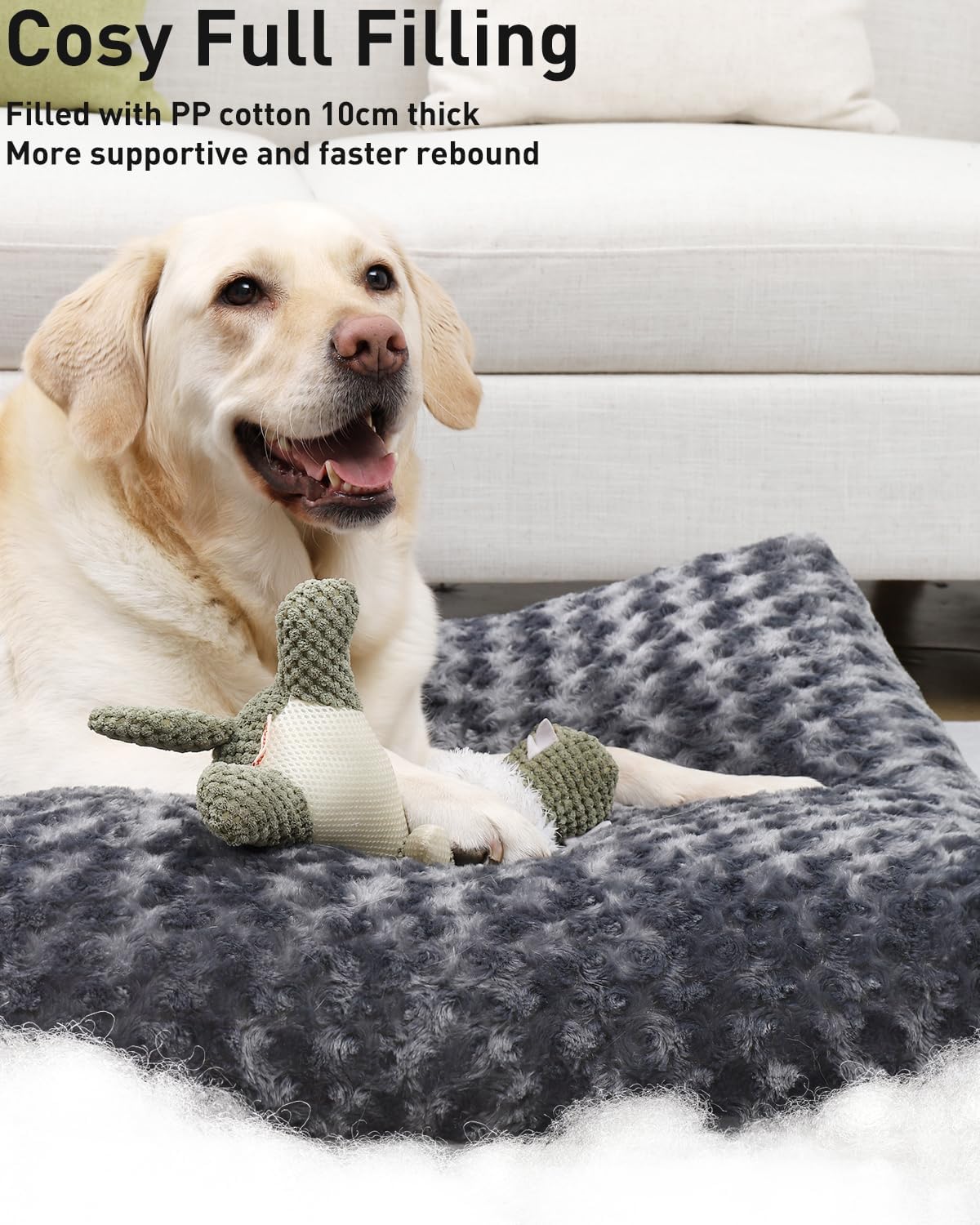 Detalle de KSIIA Large Dog Bed 90x60x8cm calming cushion