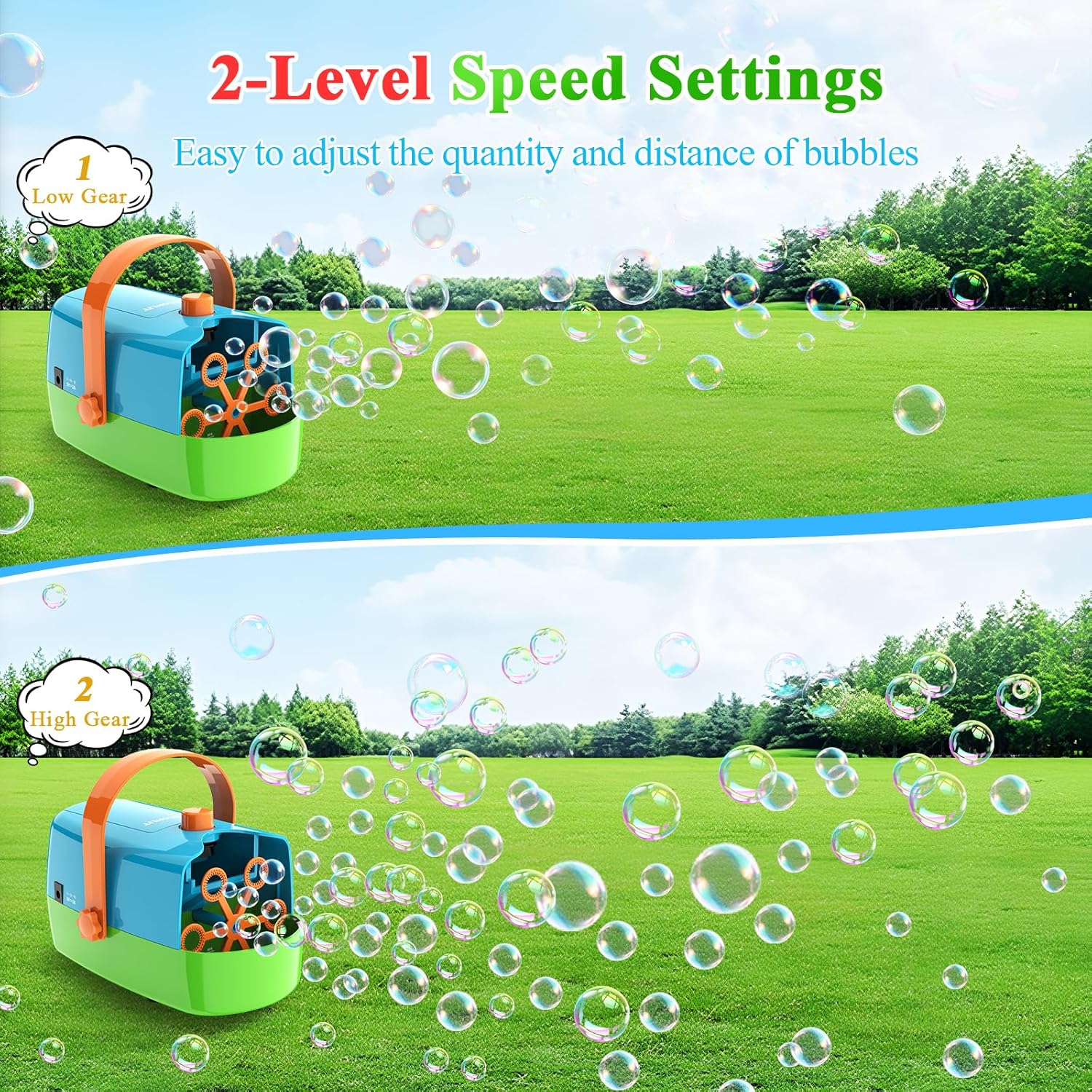 Thumbnail 3 de Wisdomlit Bubble Machine 3-in-1: 3 Bubble Wheels for Small, Regular, and Big Bubbles