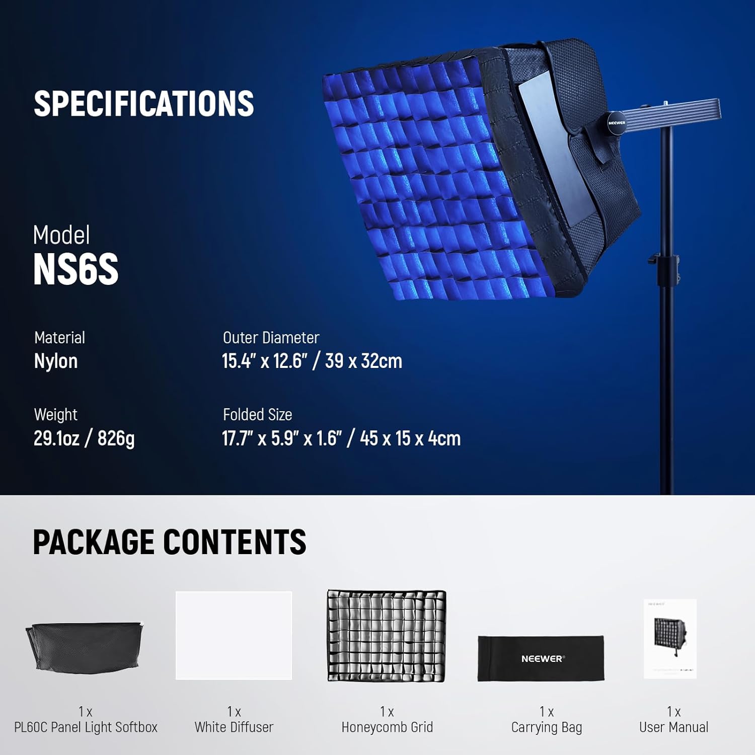 Thumbnail 6 de NEEWER Upgraded Softbox Diffuser for PL60C RGB LED Video Light Panel (NS6S)