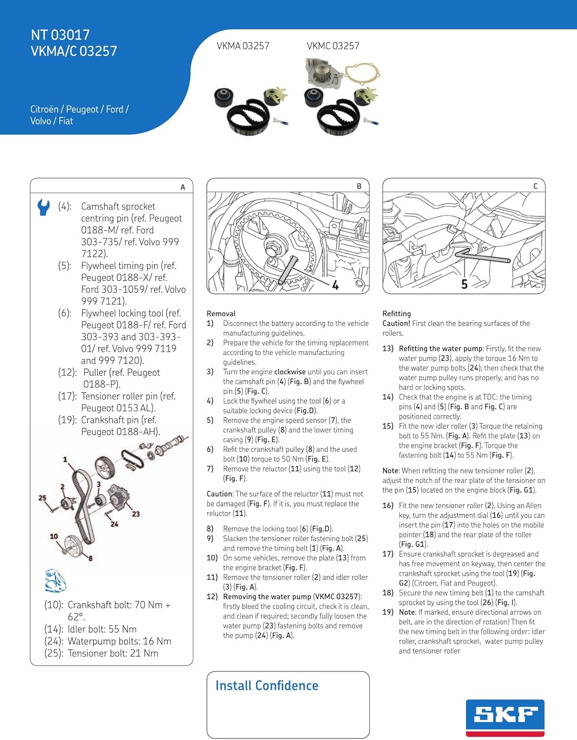 Detalle de SKF VKMC 03257 : Kit de distribution avec pompe à eau