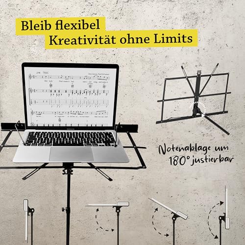 Detalle de Belfort Notenständer klappbar 2-in-1 für Tisch & Stativ, höhenverstellbar