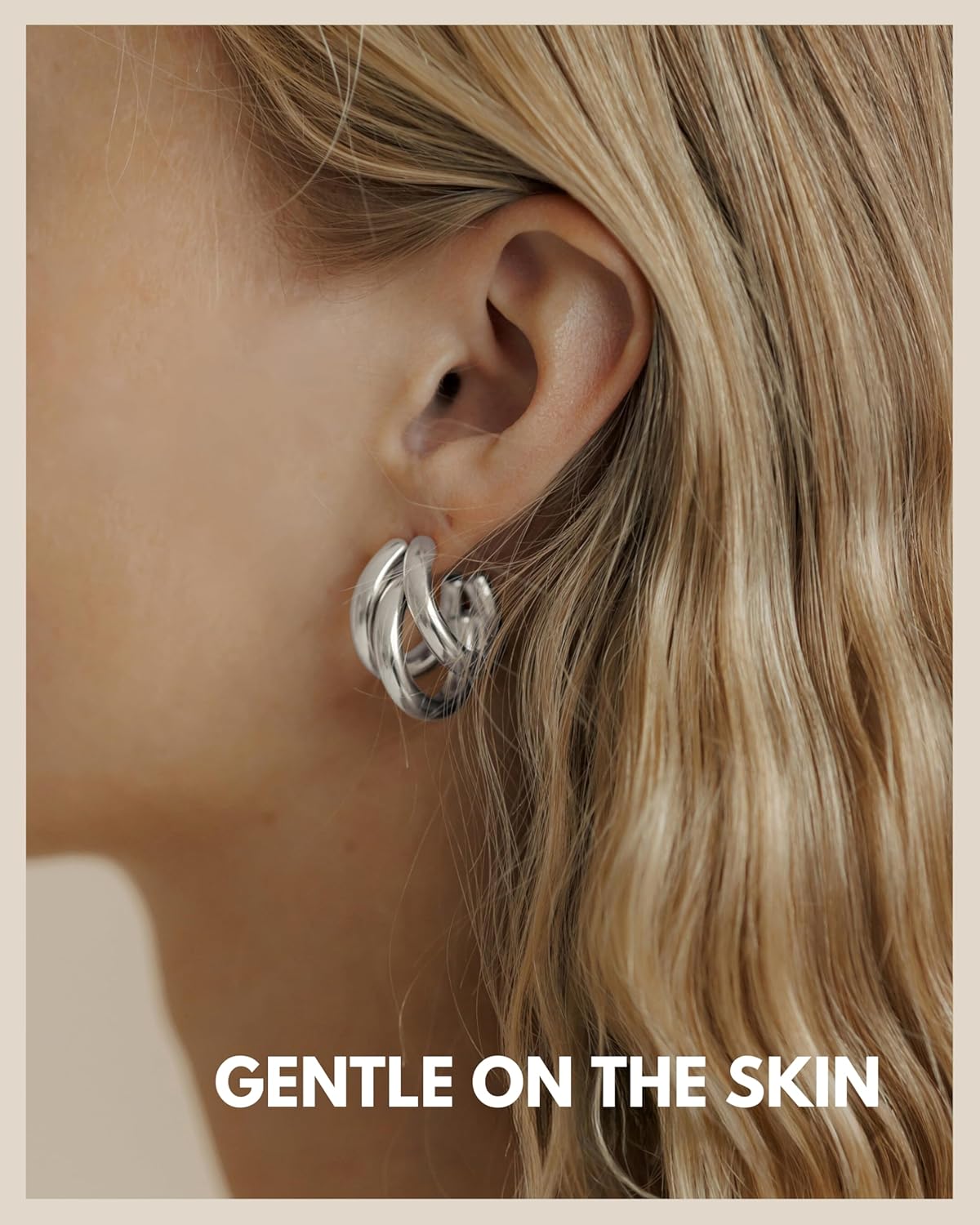 Thumbnail 1 de Creolen Triple Ohrringe für Damen aus Edelstahl, wasserfest (18K Gold, Silber oder Rosegold) – dreifach im Set