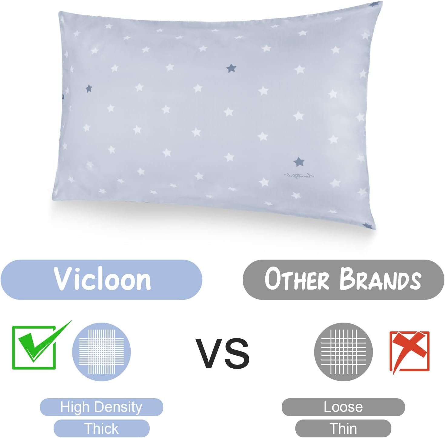 Thumbnail 4 de Vicloon Baby & Toddler Pillowcase 2-Pack (Star) – 100% Cotton, Cot Bed 40x60cm