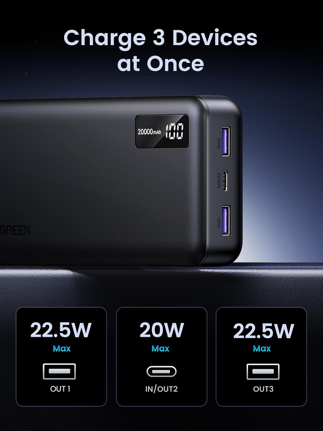 Detalle 1 de UGREEN Nexode 20000mAh Power Bank 20W