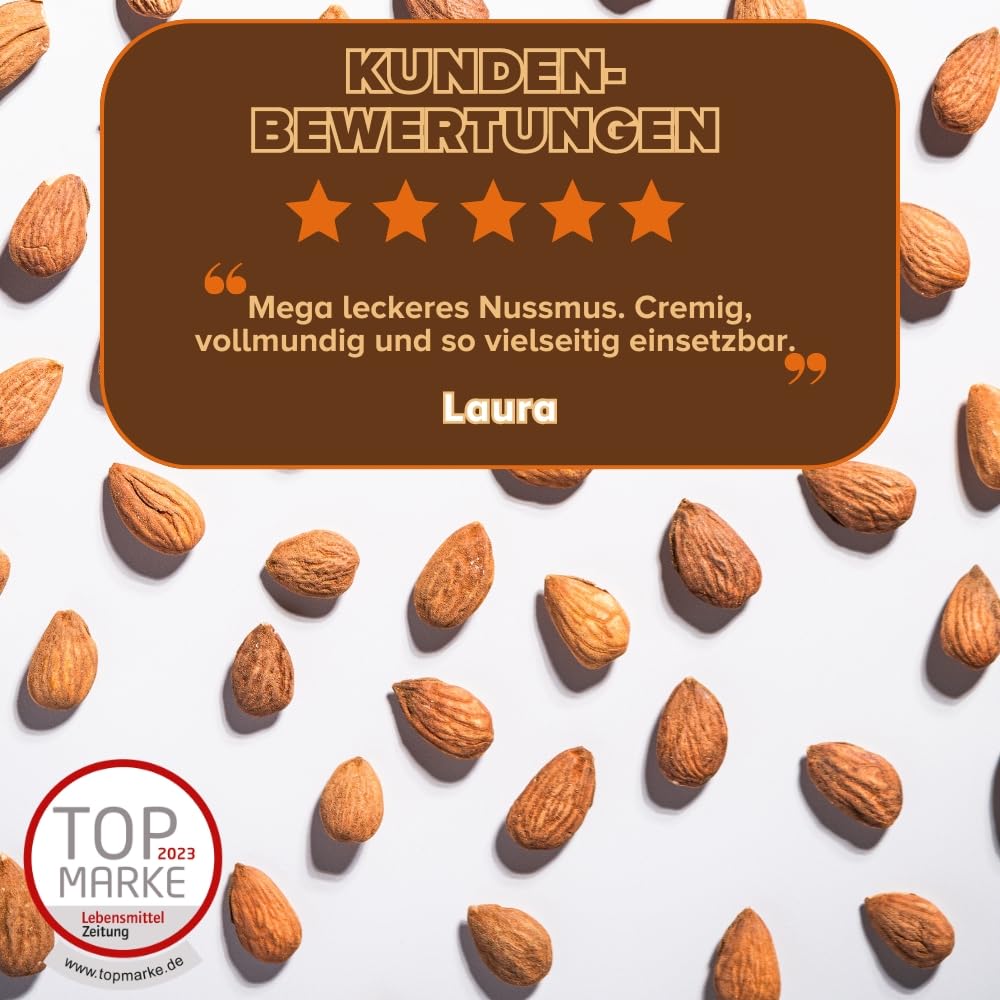 Detalle de 3Bears Mandelmus (100% geröstete Nüsse) – glutenfrei & vegan, cremig und intensiv, 4 x 250 g