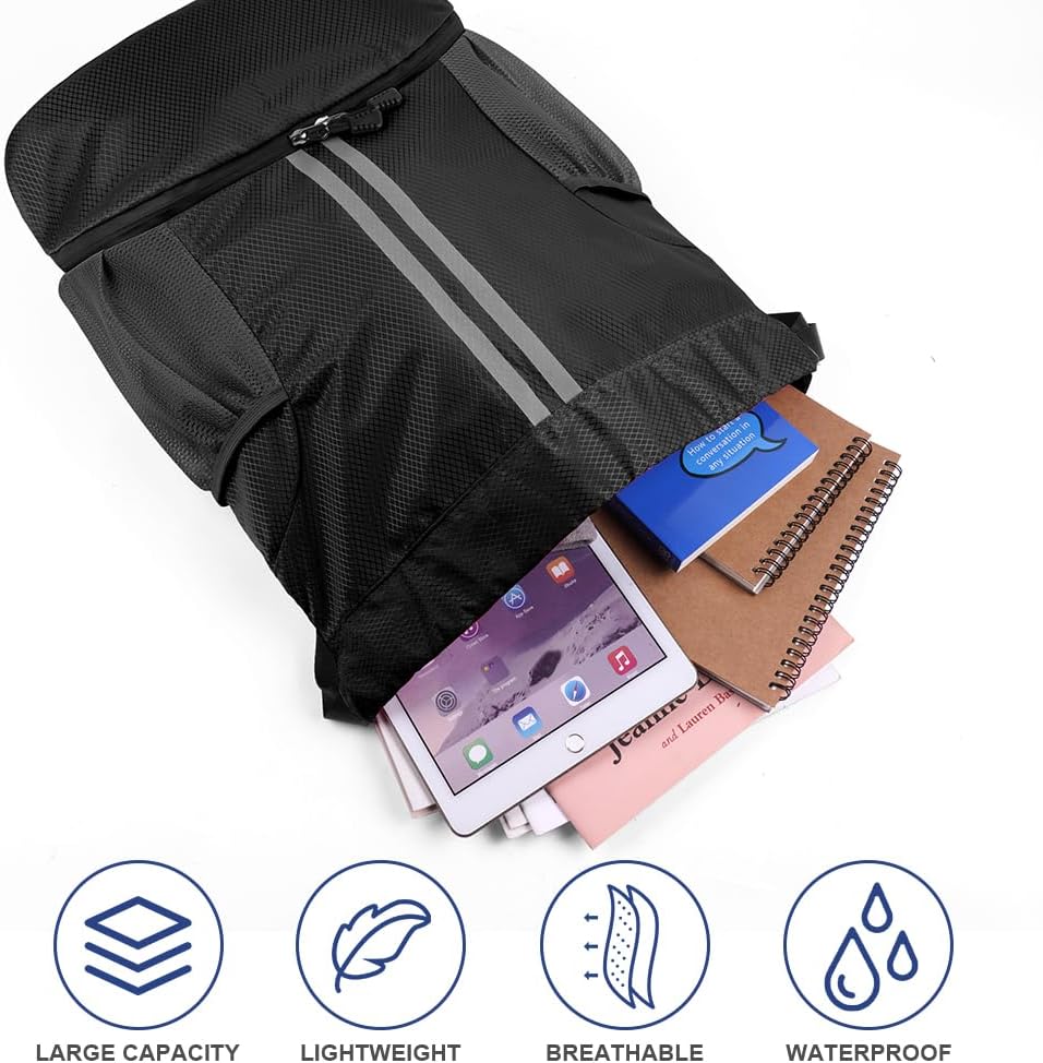 Detalle de Flintronic Sac à Cordon de Sport Étanche et Pliable avec Compartiment à Chaussures – 20 L