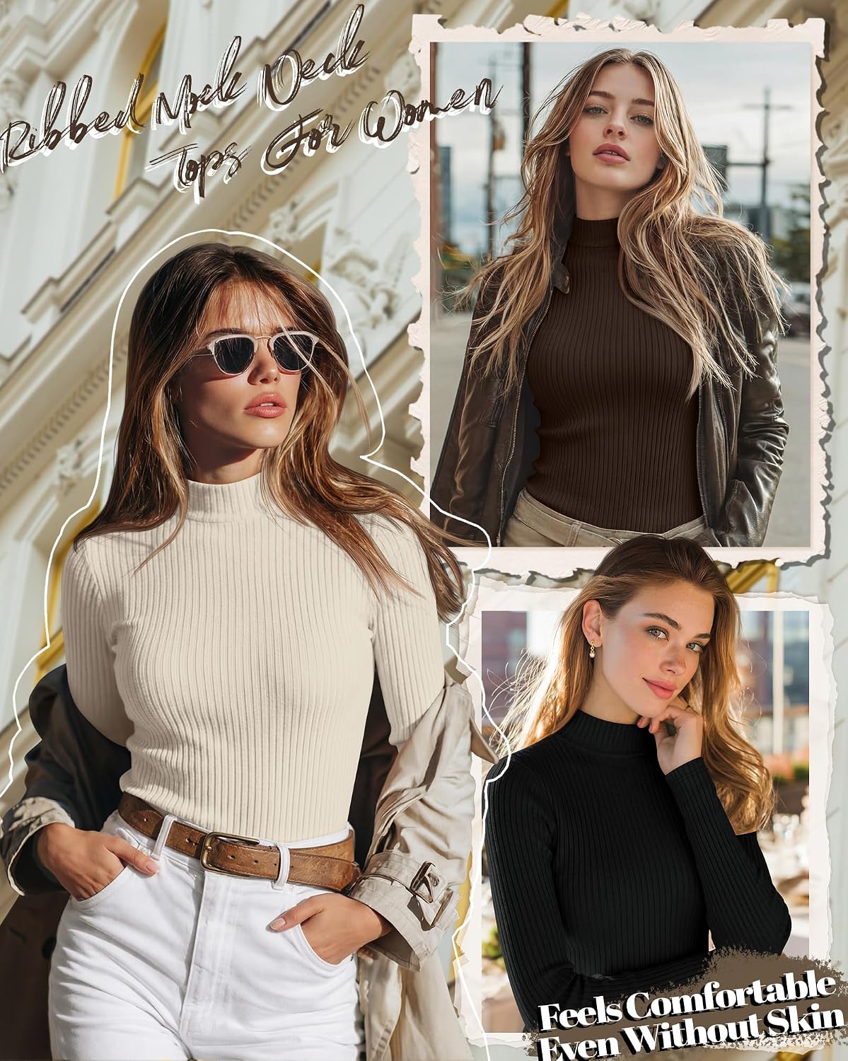 Thumbnail 2 de Riyiper 3 Ribbed Mock Turtleneck Tops