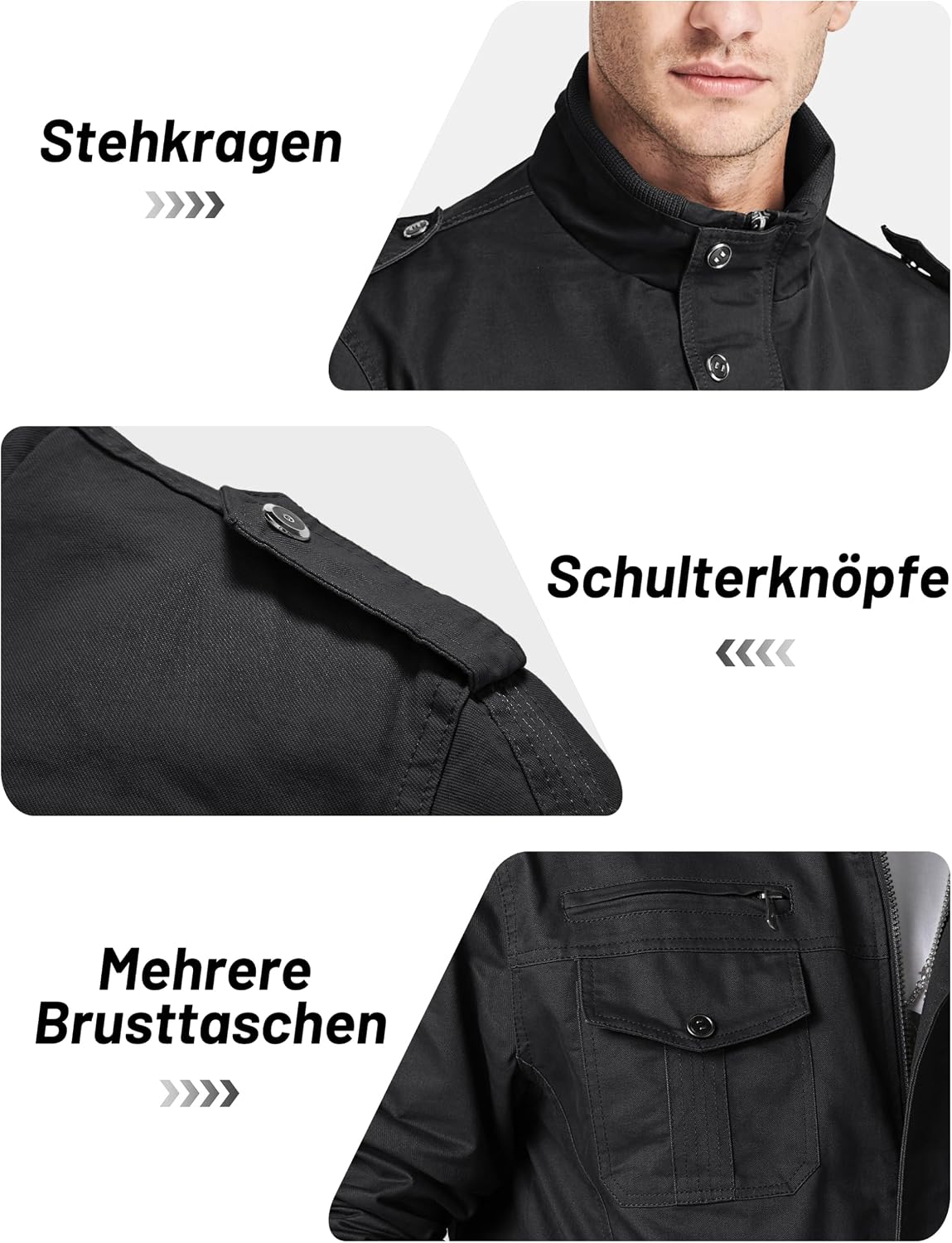 Detalle 2 de TACVASEN Übergangsjacke Herren Blouson Baumwolle