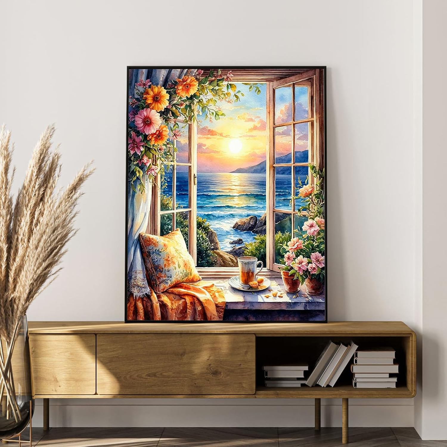 Thumbnail 6 de OkarinaArt Malen nach Zahlen Erwachsene Fensterlandschaft (40 x 50 cm) – Acrylfarben-Set mit Pinseln