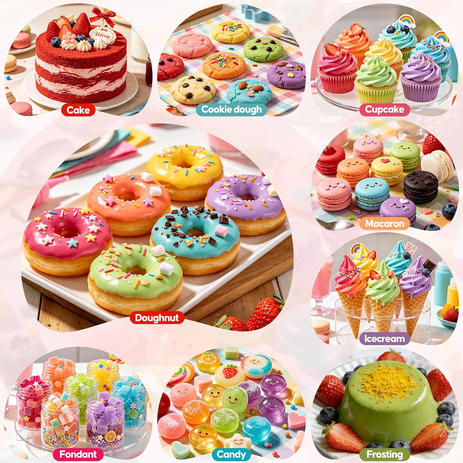 Detalle de Food Coloring Set, 10 Water-Based Colors with Dropper Tips