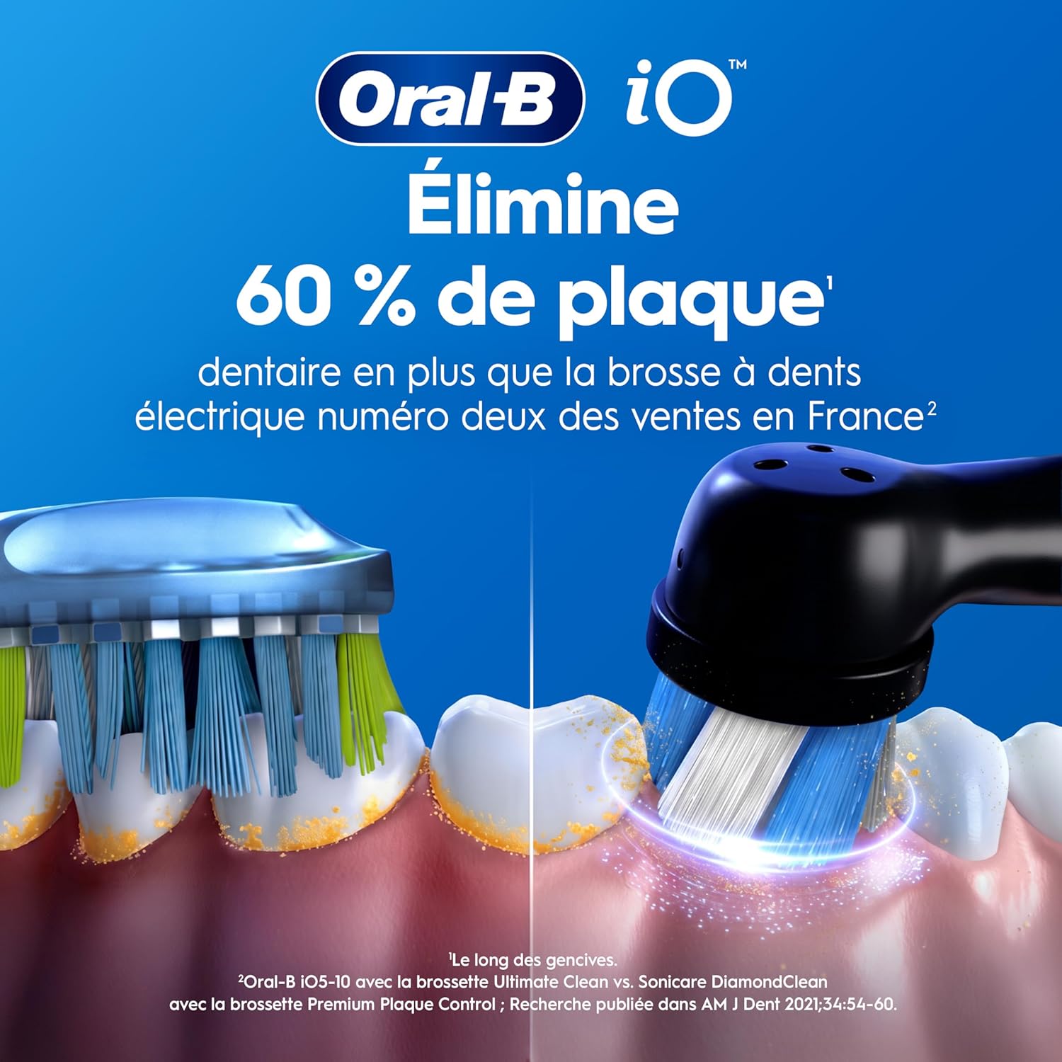 Detalle de Oral-B iO 2 Pack Duo : brosse à dents électrique silencieuse avec capteur de pression et 2 min de minuteur
