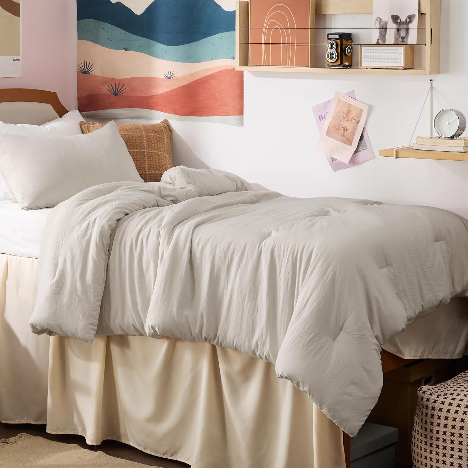 Detalle de Bedsure BB349B2 Twin Comforter Set, Beige Polyester, 2-Piece
