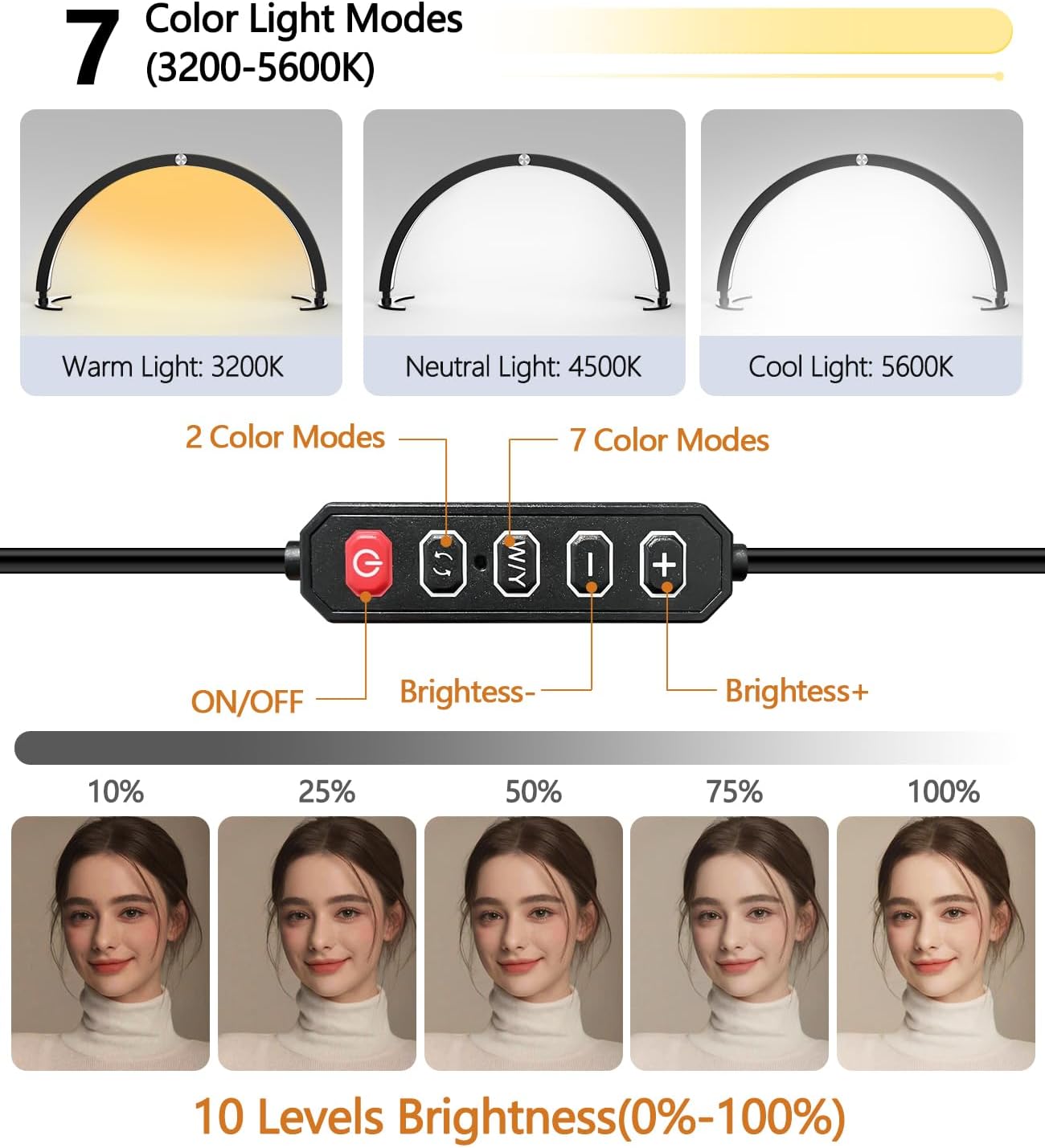 Thumbnail 3 de yAyusi Mezza Luna Lampada per Unghie da Tavolo con Supporto, 74 cm e Controller con Telecomando