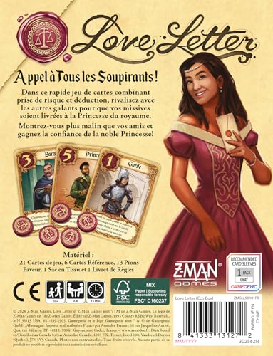 Detalle de Asmodee Love Letter — Jeu de Cartes Stratégique 2 à 6 Joueurs, 15 Min