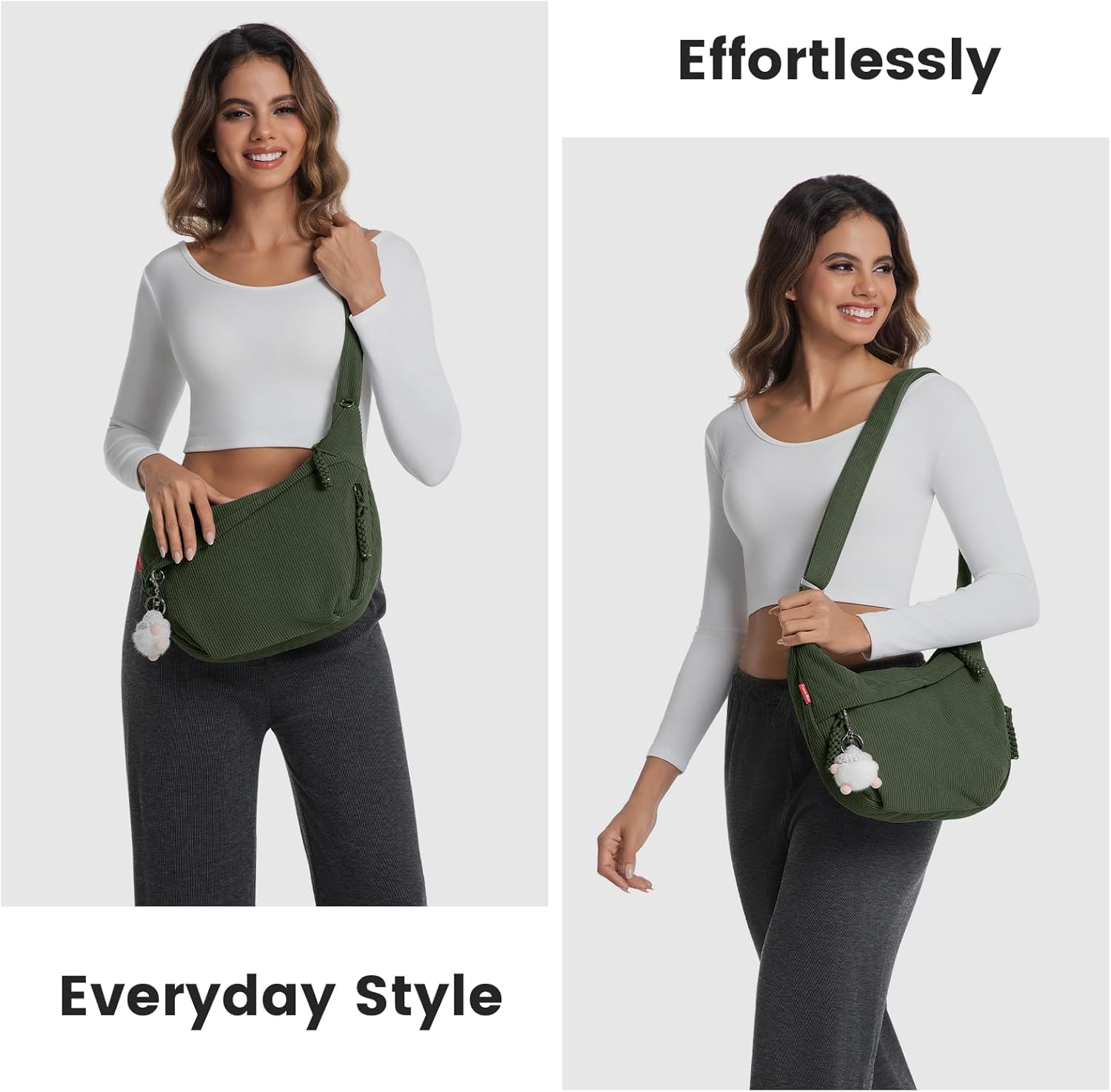 Thumbnail 1 de Captain Blues Umhängetasche Damen – Cord-Crossbody in Halbmond-Form mit Reißverschluss