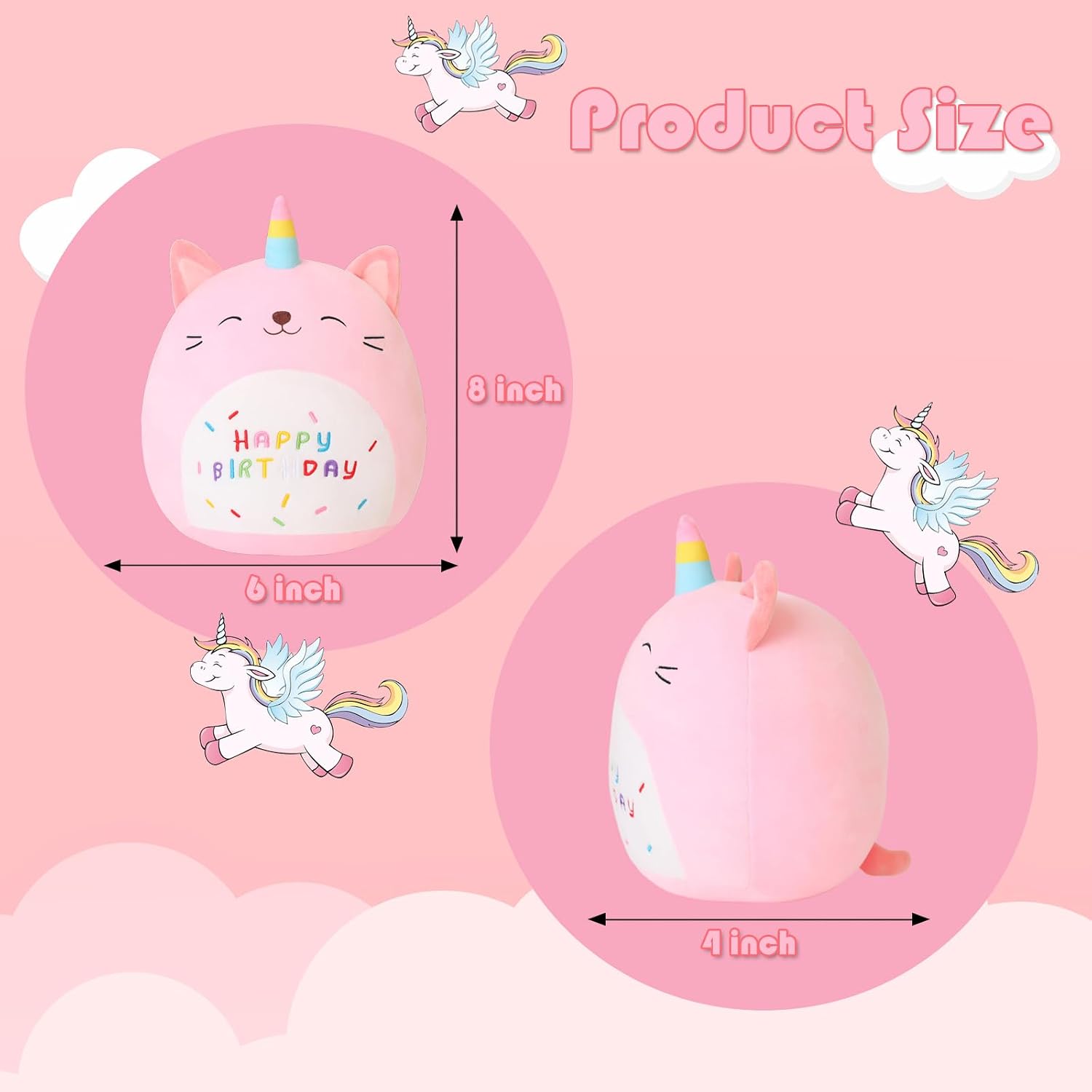 Thumbnail 2 de SQEQE Unicorn Cat Plush – 8-Inch Kawaii Birthday Cat Plushies