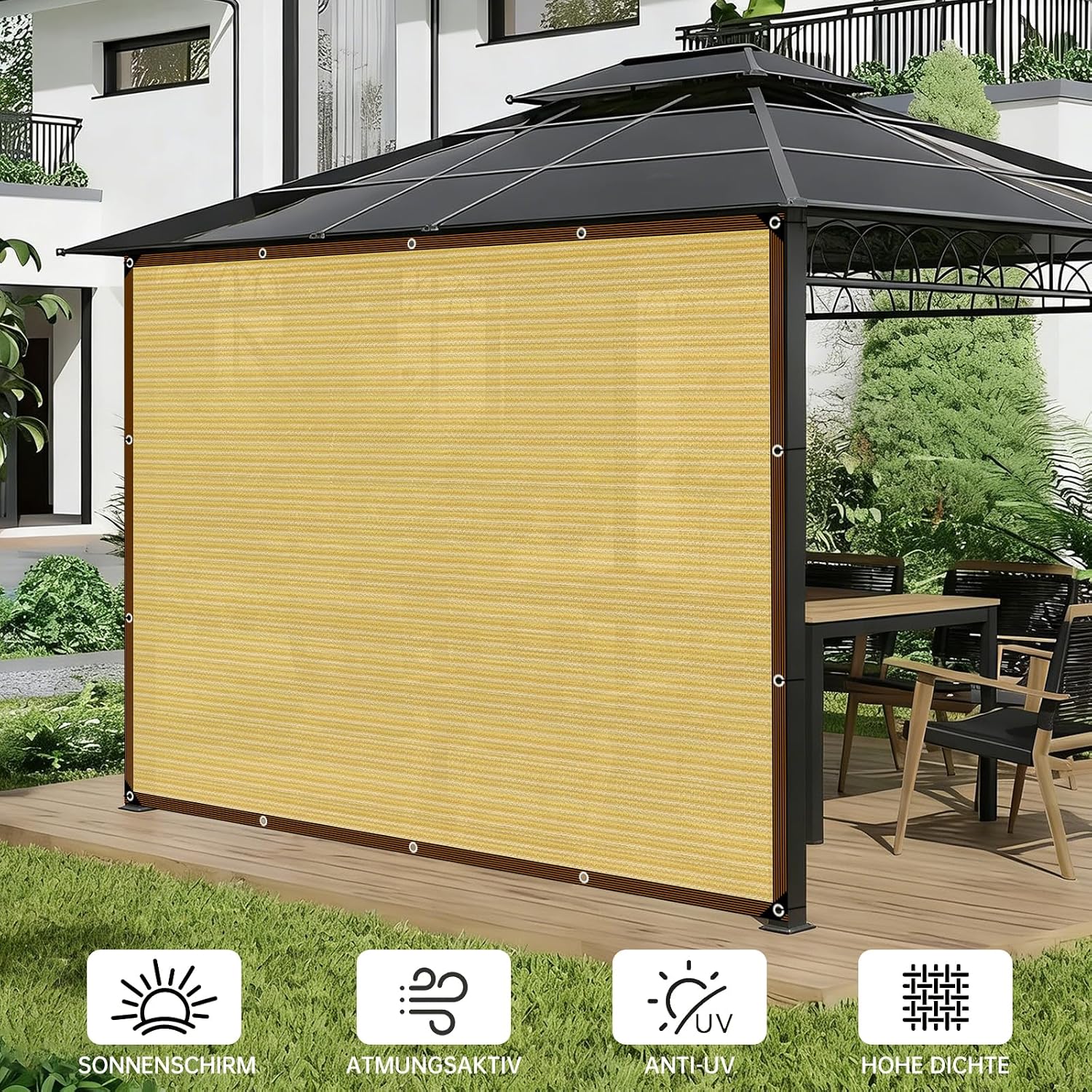 Detalle de Filet d'ombrage avec œillets - Beige, 3 x 4 m, 90% d'ombrage, résistant UV