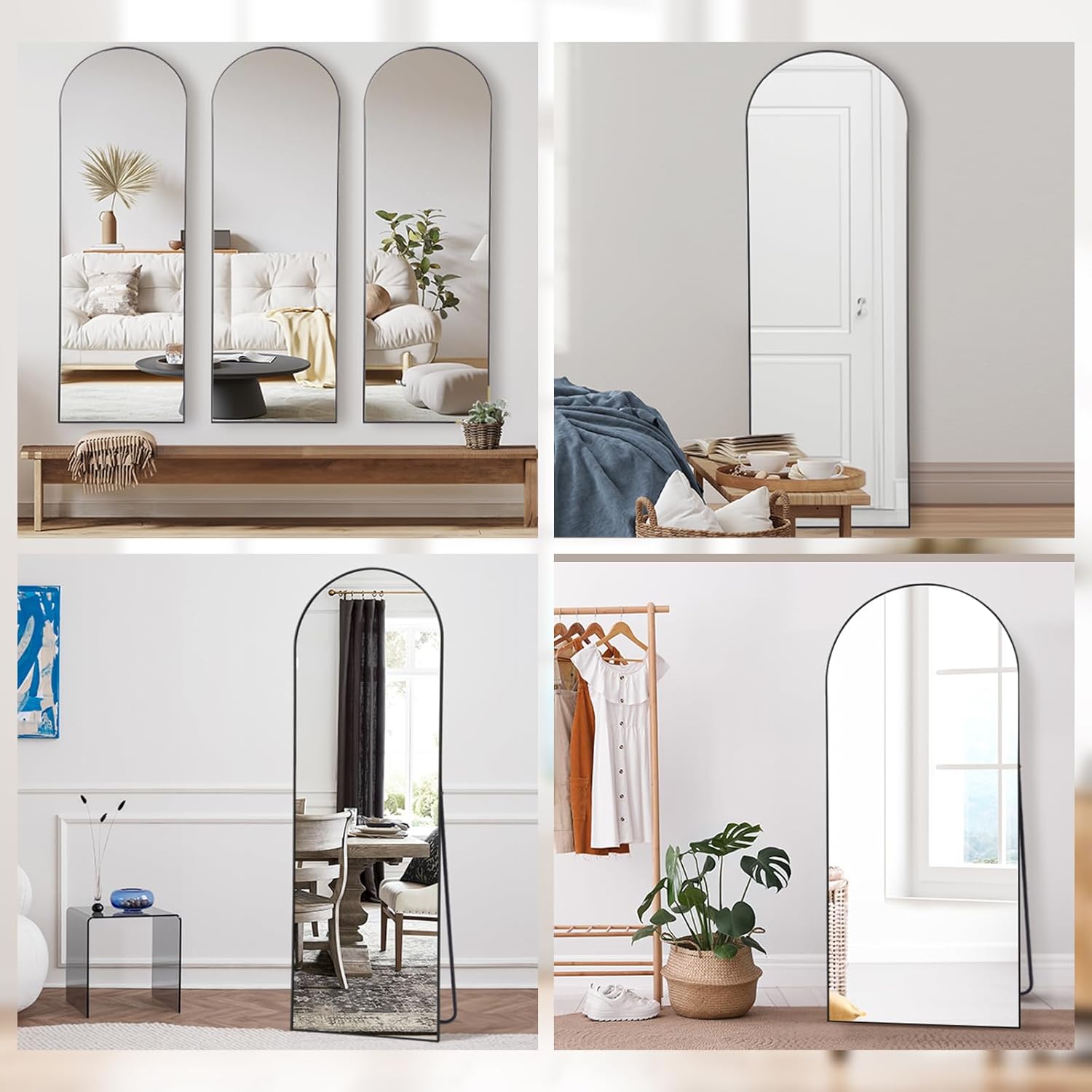 Thumbnail 4 de LunaMirror Full Length Mirror with Arch Black Frame – 147 x 44 cm