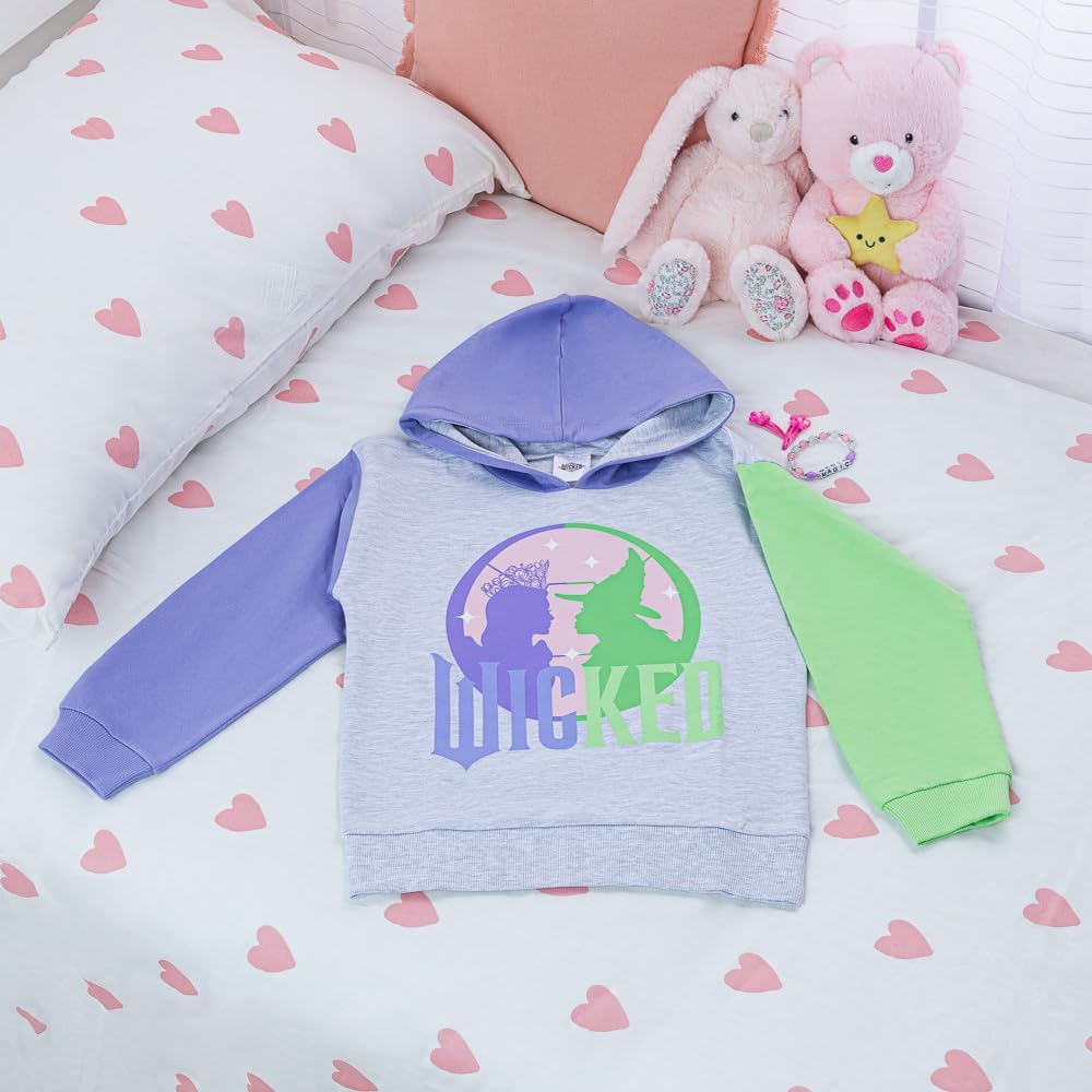 Thumbnail 1 de Wicked Girls Hoodie – Grey 100% Cotton Hooded Sweatshirt (Ages 7–14) – Elphaba & Glinda Merchandise