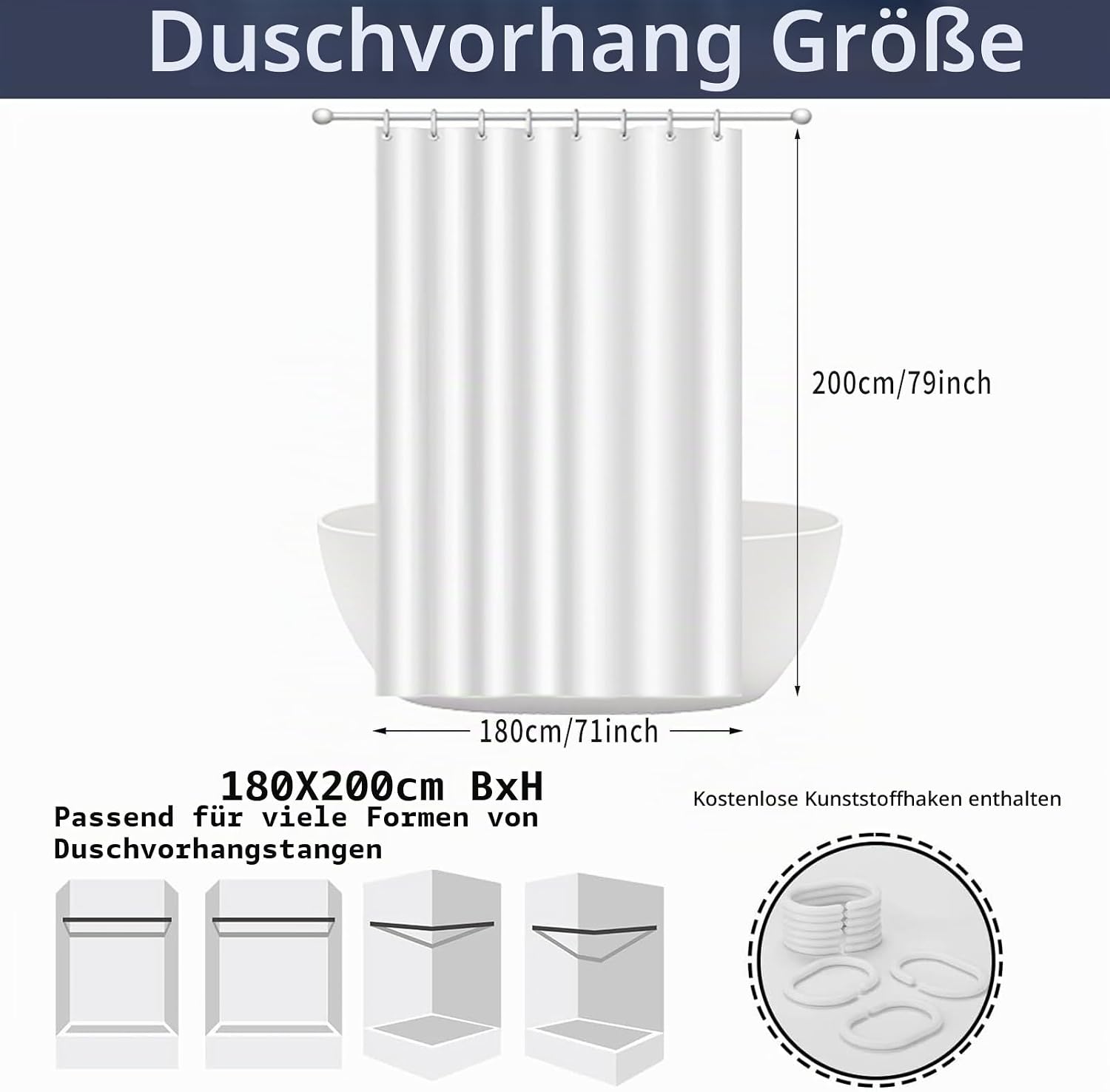Thumbnail 6 de GCIREC Duschvorhang 180x200 cm – Valentinstag Herzdesign, wasserdicht, maschinenwaschbar