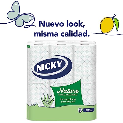Detalle de Nicky Nature 24 rollos — papel higiénico 3 capas 🧻