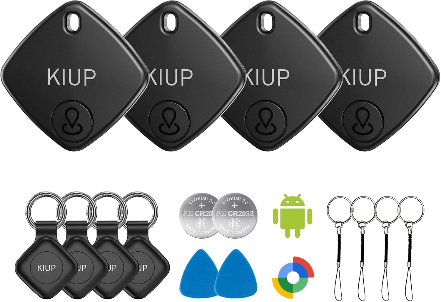 Detalle de Air Tags for Android (4-Pack) with 2-Year Battery Life, IP65 Waterproof Luggage Tracker