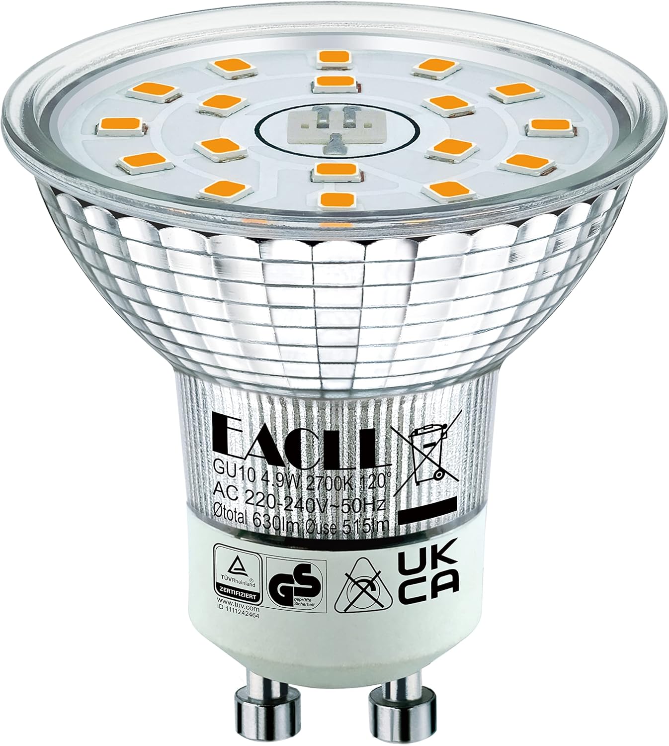 Thumbnail 4 de EACLL GU10 LED Warmweiß 4.9W, 10er-Pack – ersetzt 70W Halogenlampen, 515 lm, 2700K