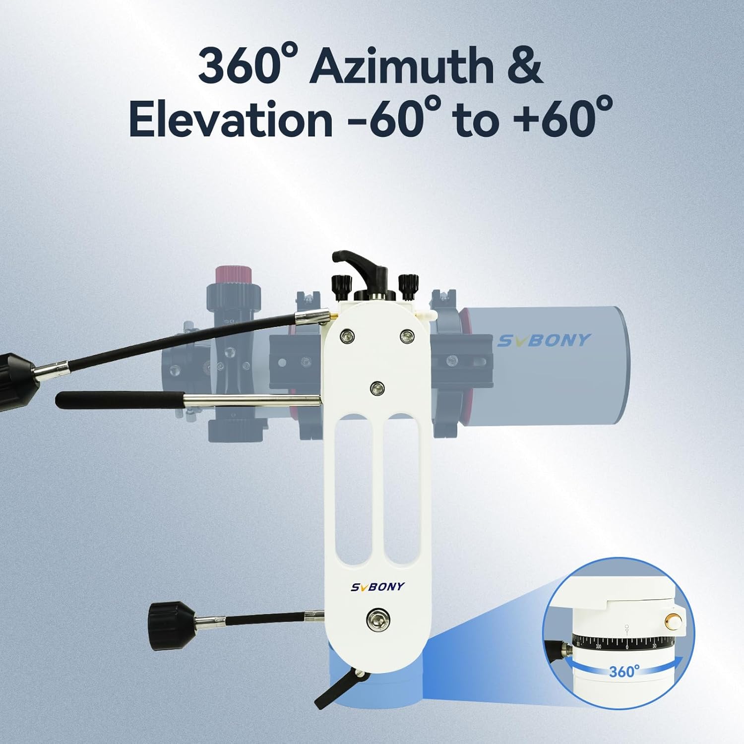 Thumbnail 2 de Svbony SV225 monture azimutale pour télescope, structure aluminium CNC creuse, charge 10 kg et vitesse variable