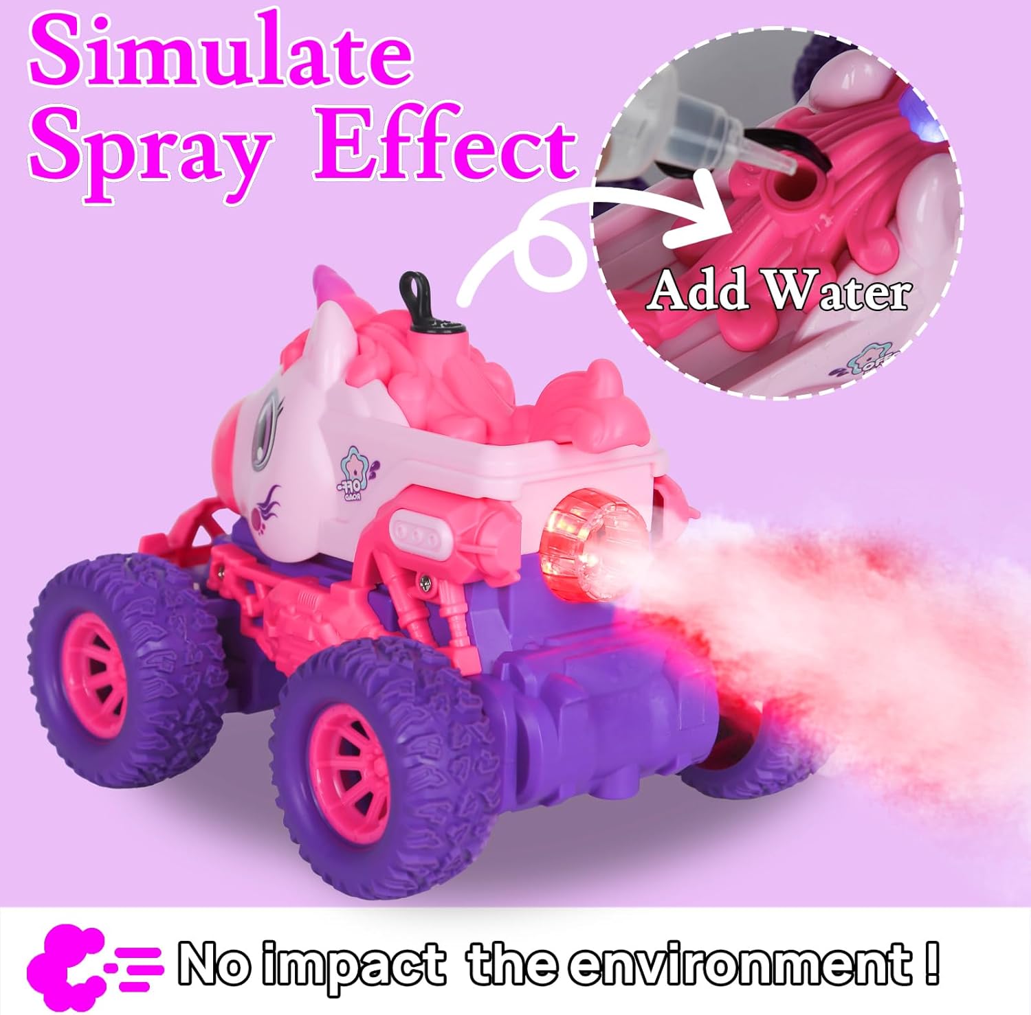 Thumbnail 2 de BORSTOYPRO Unicorno: Monster Truck telecomandato con LED e spruzzi per bambini