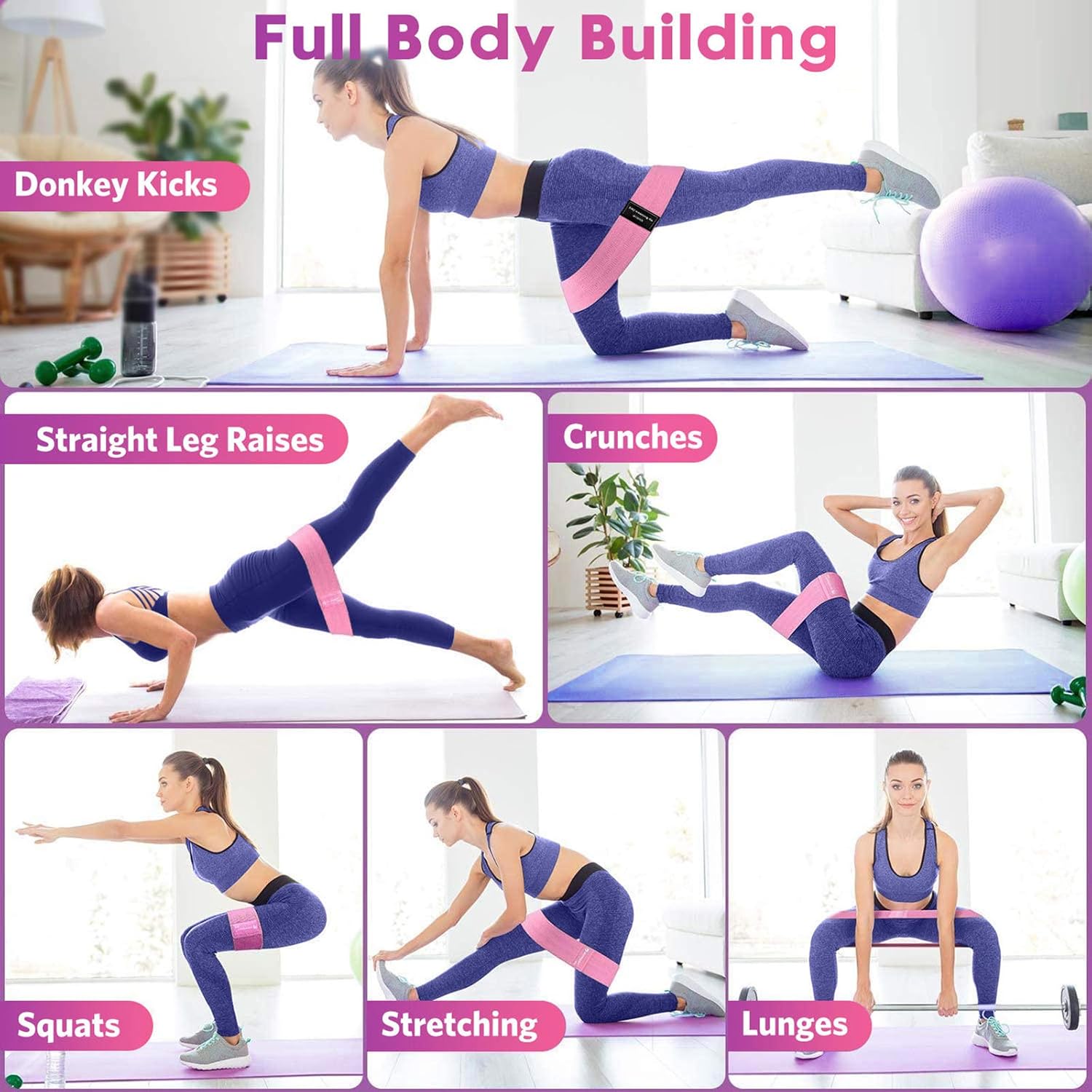 Thumbnail 5 de Renoj Resistance Bands 3‑Set: Fabric Loops for Pilates, Yoga & Full-Body Training