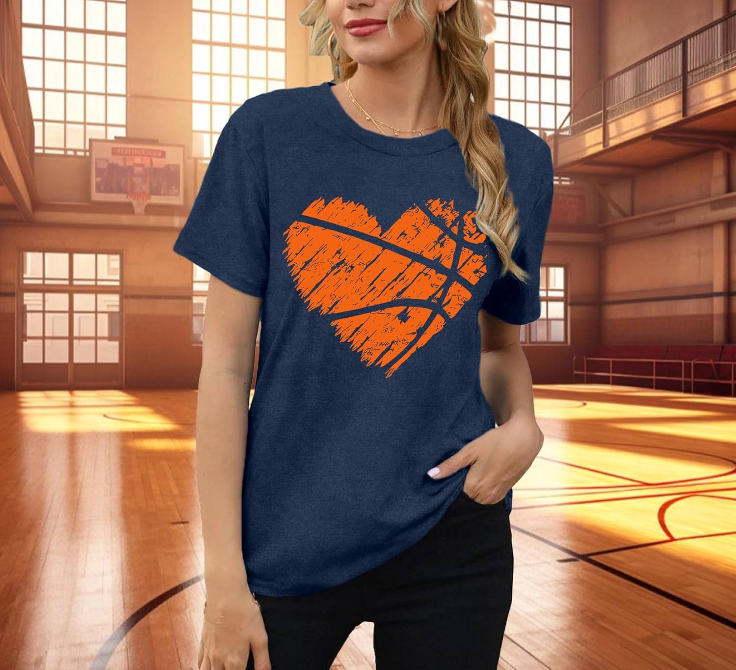 Detalle de Qskall Women's Netball Heart T‑Shirt: Soft, Everyday Comfort with a Sporty Twist