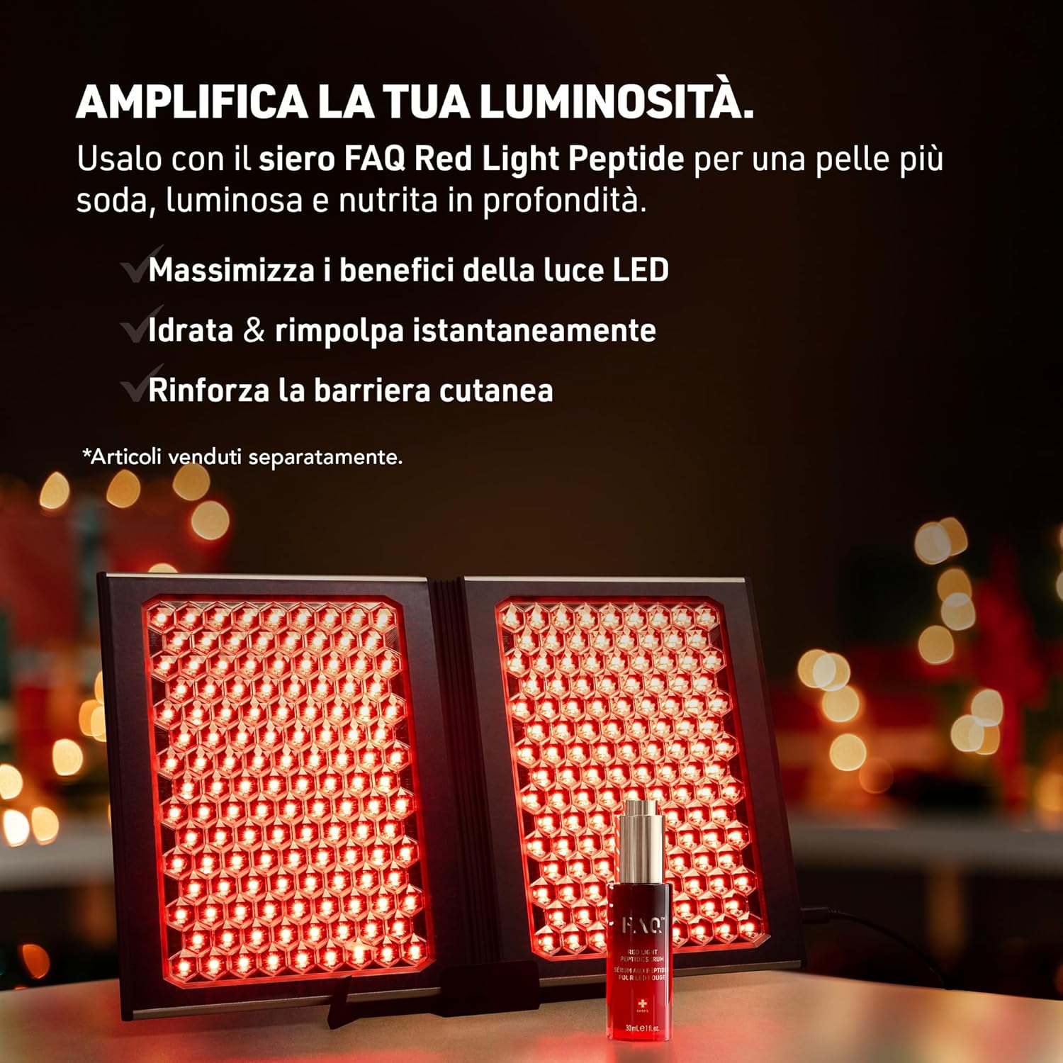 Thumbnail 4 de FAQ Pannello LED Dual: lampada multicolore con infrarosso vicino e 512 LED per routine relax e skincare