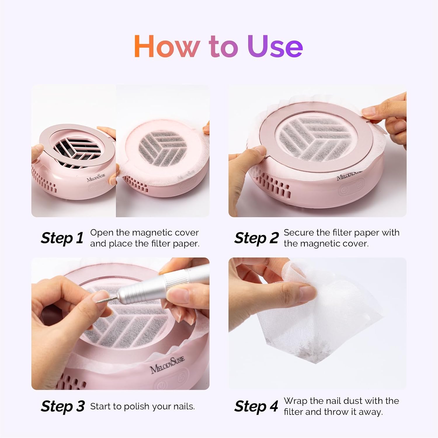 Detalle de MelodySusie Pocket-Sized Mini Nail Dust Collector (HProA) in Pink