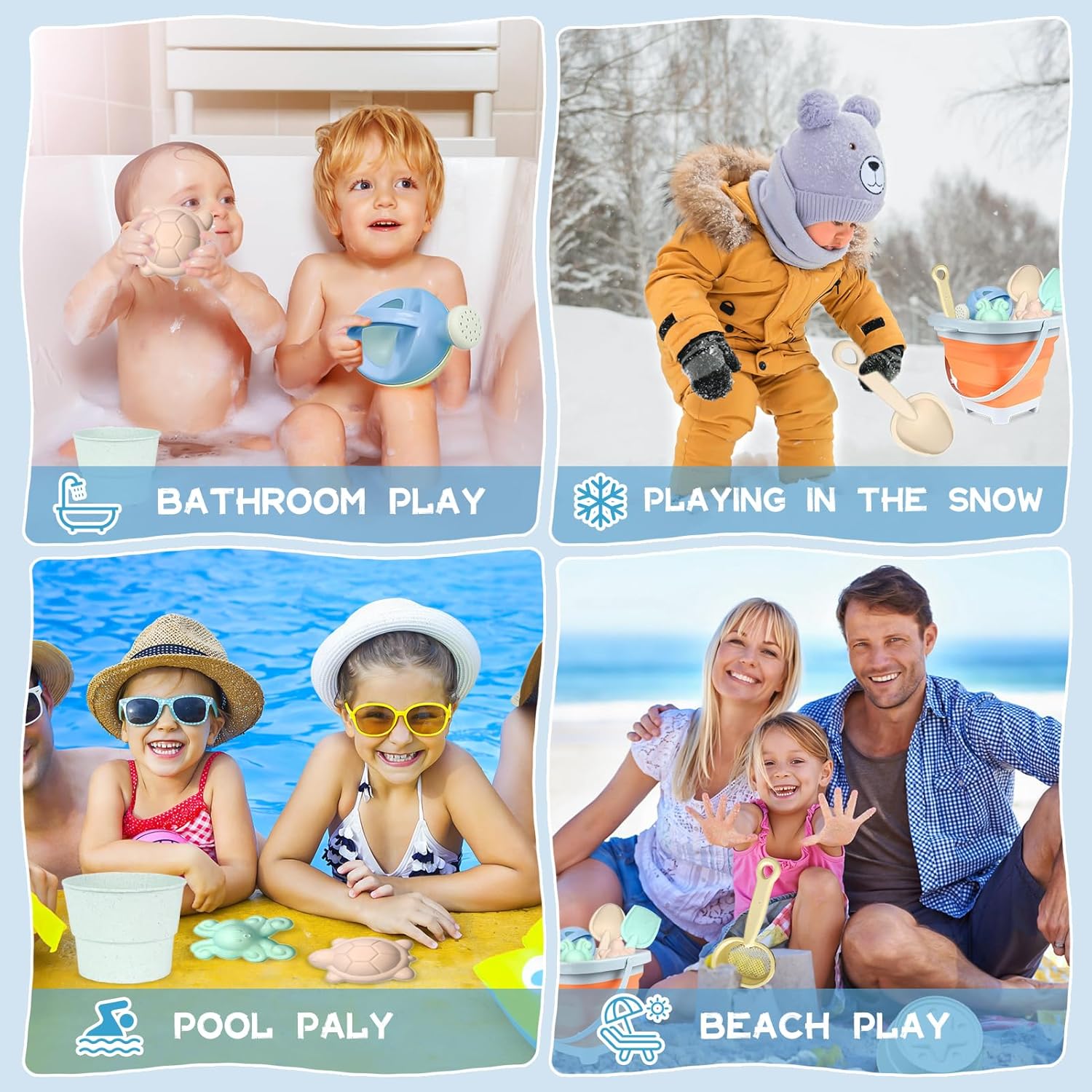 Detalle de Taufe – Kit jouets de plage enfant 11 pièces avec seau pliant