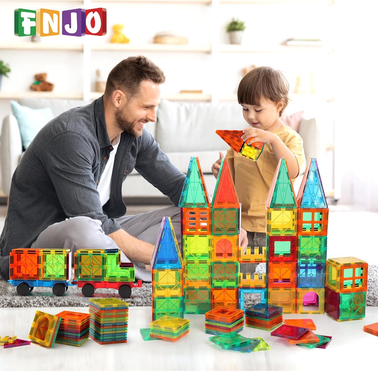 Detalle de FNJO Magnetic Tiles 110PCS: A practical, versatile magnetic building set for kids
