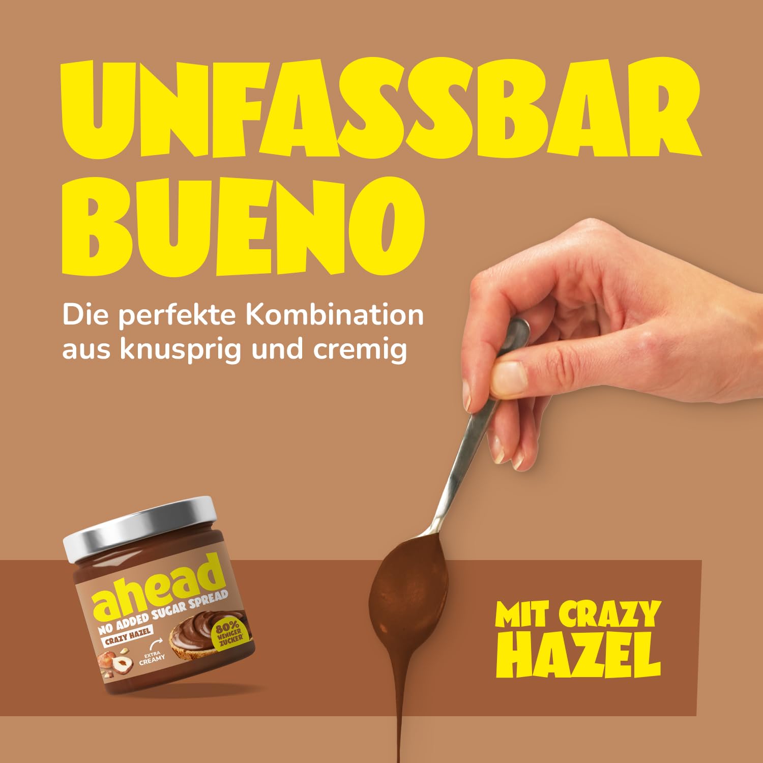 Detalle de Ahead Waffelriegel Crazy Hazel 12 x 30 g – knusprige Waffel mit Kakao-Haselnuss-Füllung, glutenfrei & zuckerarm