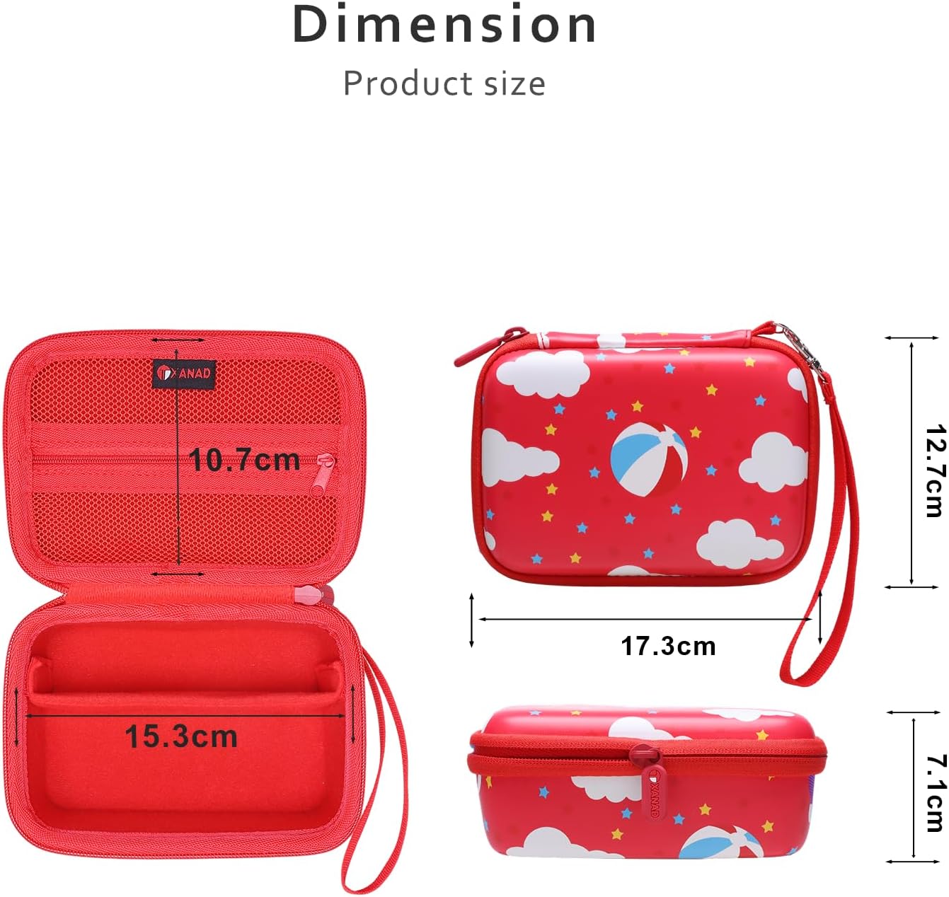 Detalle de XANAD Kinderkamera Tasche für VTech Kidizoom Print Cam/Kidizoom Video Studio HD (rot)